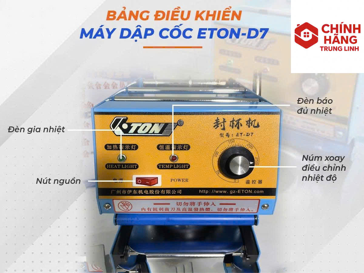 Máy Ép Miệng Ly Trà Sữa Eton ET-D7 Gạt Tay Dập Nắp Ly 95mm 300W