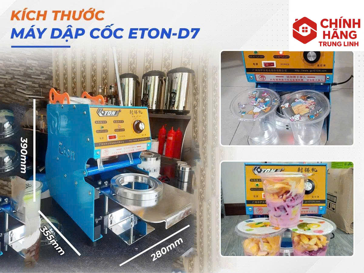 Máy Ép Miệng Ly Trà Sữa Eton ET-D7 Gạt Tay Dập Nắp Ly 95mm 300W