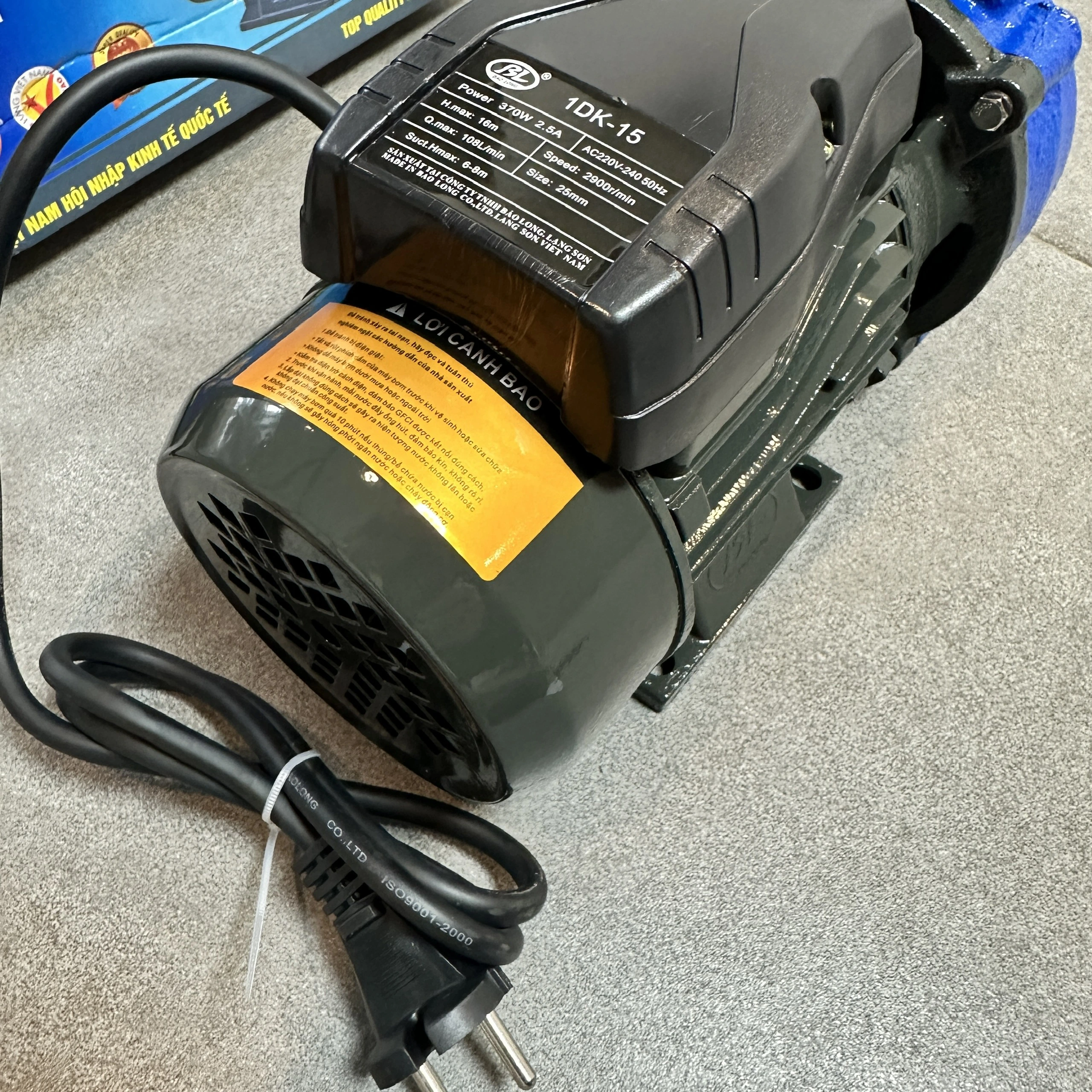MÁY BƠM NƯỚC LY TÂM BẢO LONG 370W CÁ SẤU 1DK-15 HÚT XẢ 25/25 LƯU LƯỢNG 2 ĐẾN 6.5M3/H MAX 15M CÁNH PPO CỐT HỢP KIM BƠM TƯỚI TIÊU DÂN DỤNG