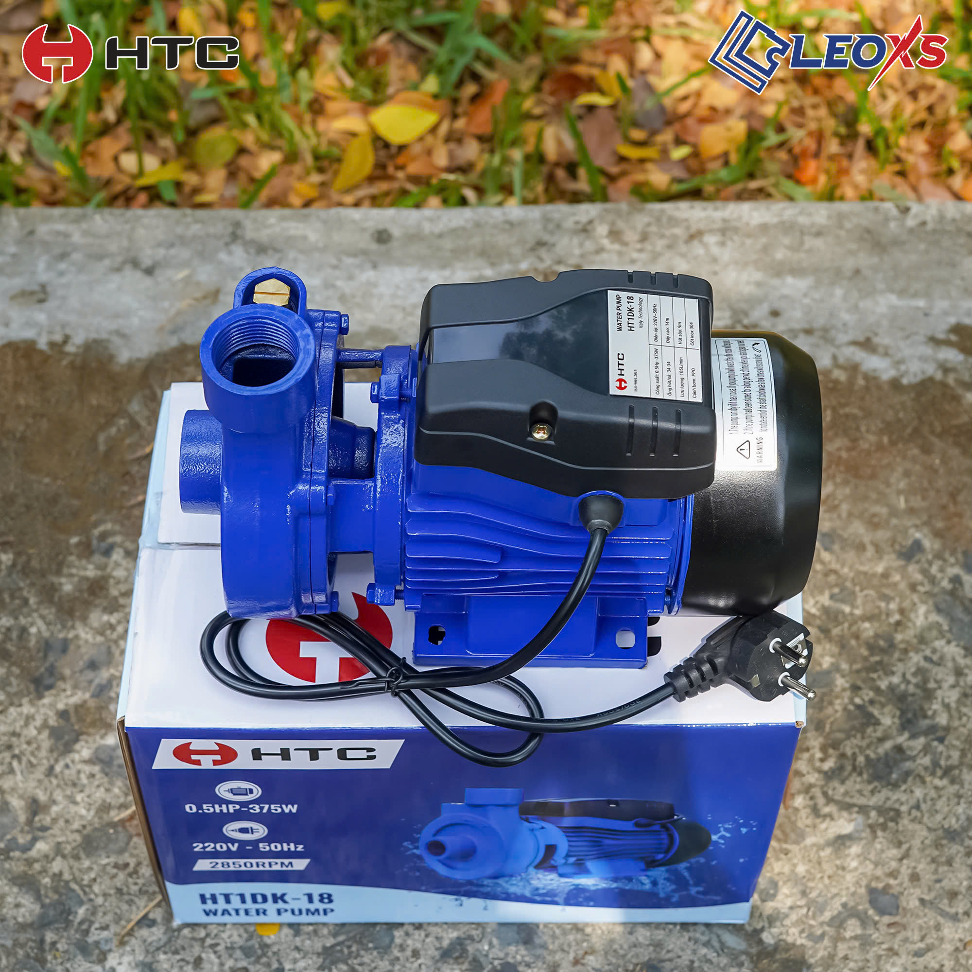 Máy Bơm Nước Ly Tâm 375W HT1DK-18 – Bơm Tưới Tiêu Dân Dụng 105L/Phút Họng 34mm Có Rơ Le Nhiệt