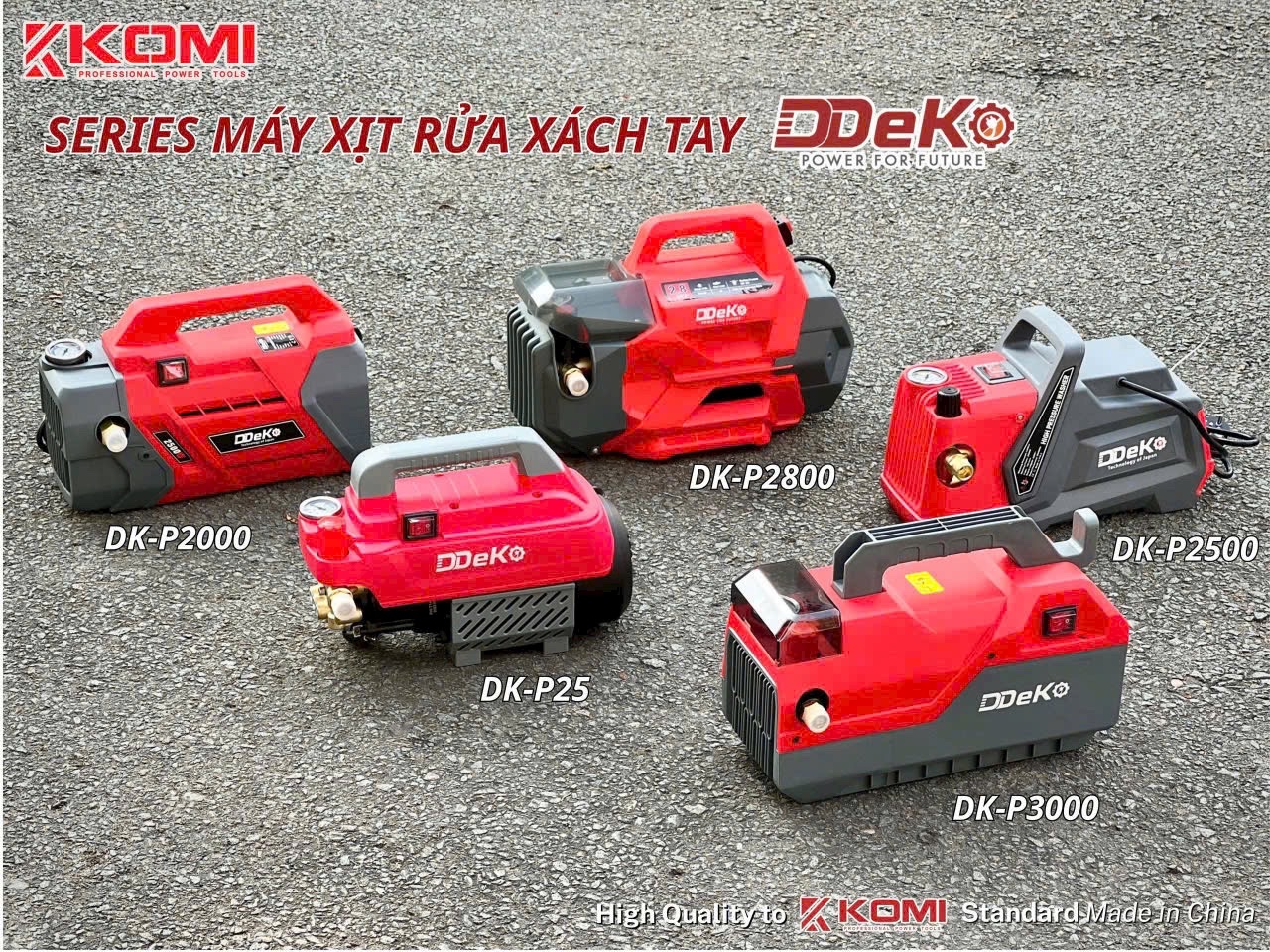 MÁY RỬA XE GIA ĐÌNH CÓ CHỈNH ÁP DDEKO DK-P2500 2500W 120BAR 10L