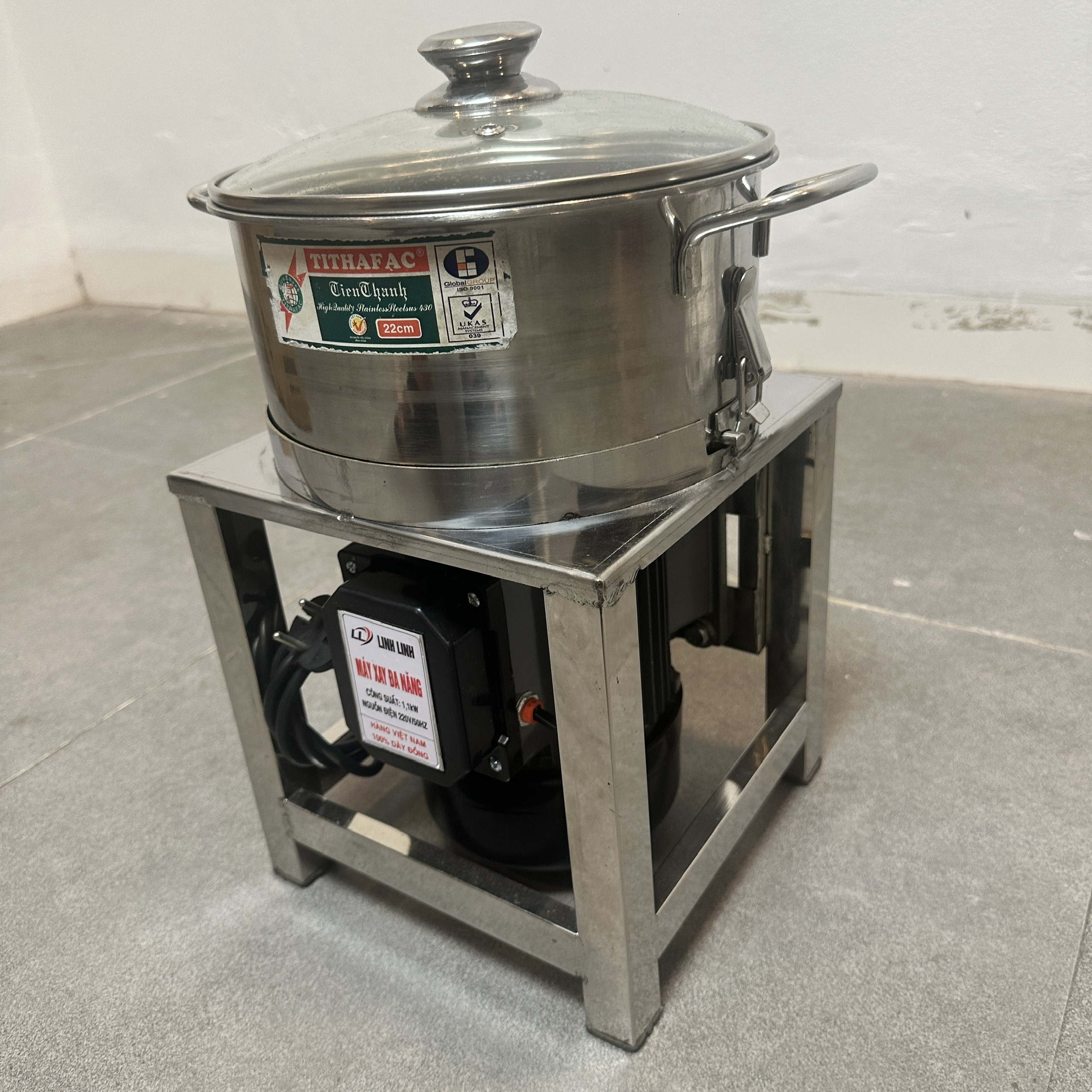 MÁY XAY KHÔ ĐA NĂNG 1100W XAY GIỀNG XẢ TỎI ỚT NỒI 22CM ĐÁY BẰNG KHUNG INOX – NỒI THÁO RỜI DAO THẢ 2 CÁNH