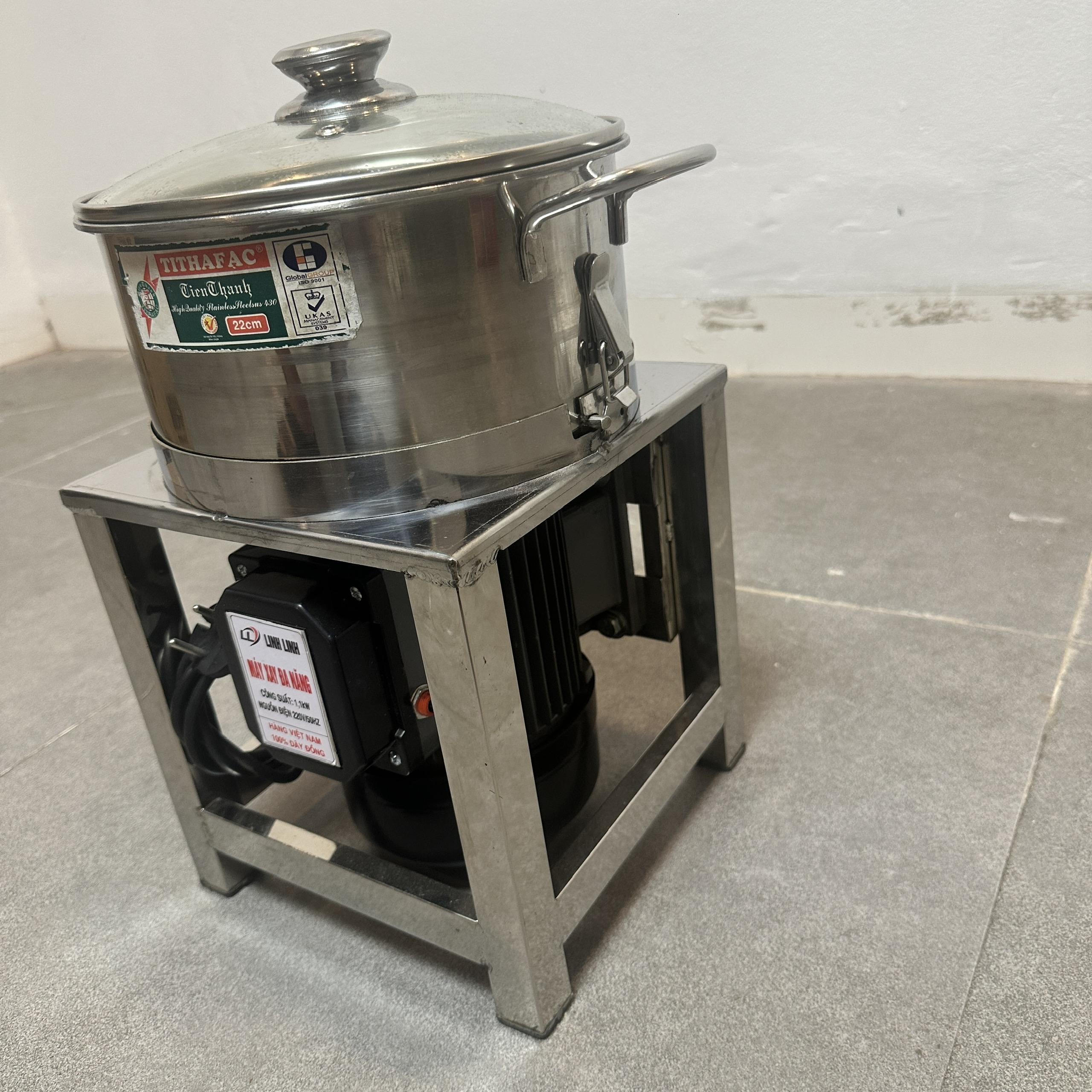 MÁY XAY KHÔ ĐA NĂNG 1100W XAY GIỀNG XẢ TỎI ỚT NỒI 22CM ĐÁY BẰNG KHUNG INOX – NỒI THÁO RỜI DAO THẢ 2 CÁNH