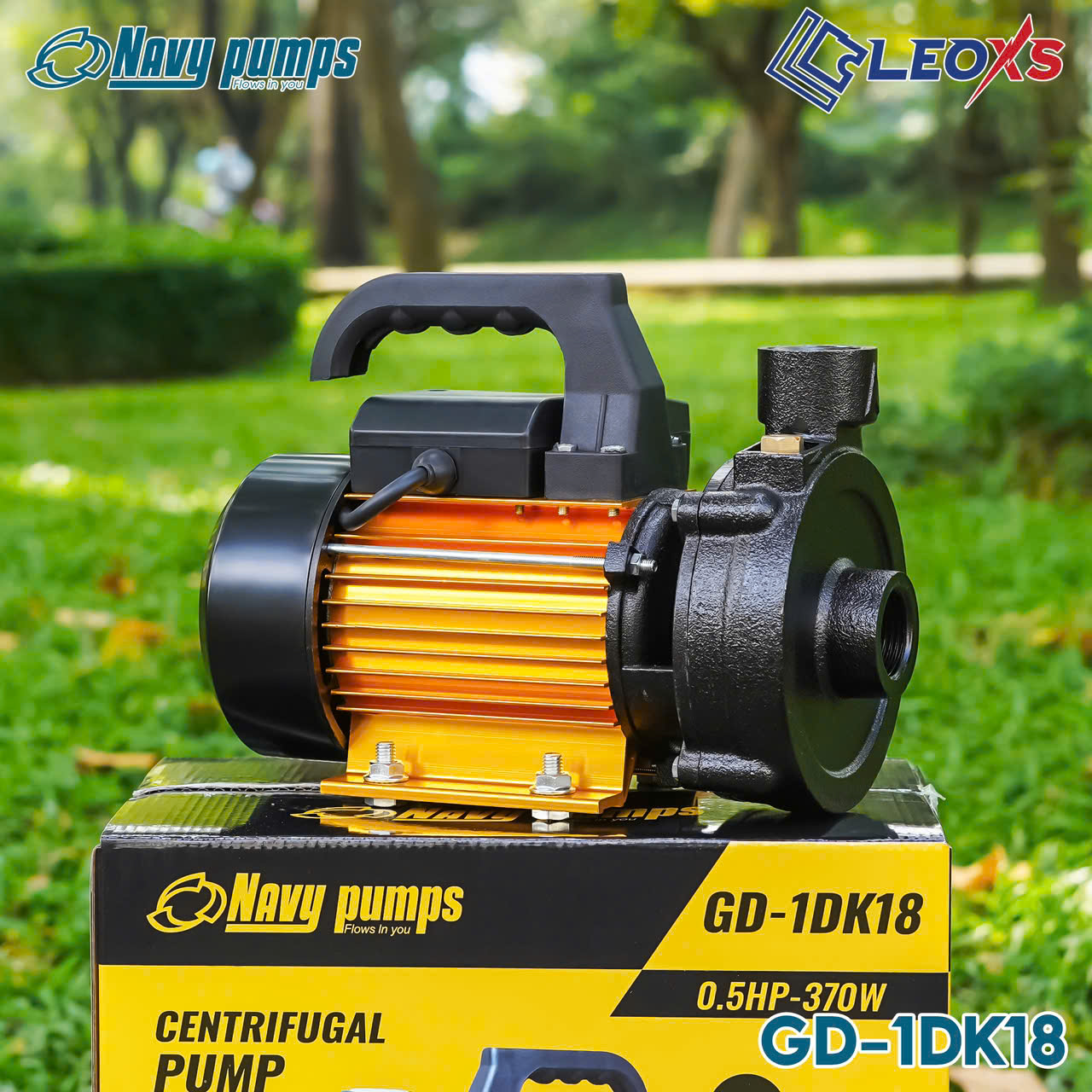 MÁY BƠM 375W DÂN DỤNG TƯỚI TIÊU THÂN VÀNG GOLD NAVY GD-1DK18