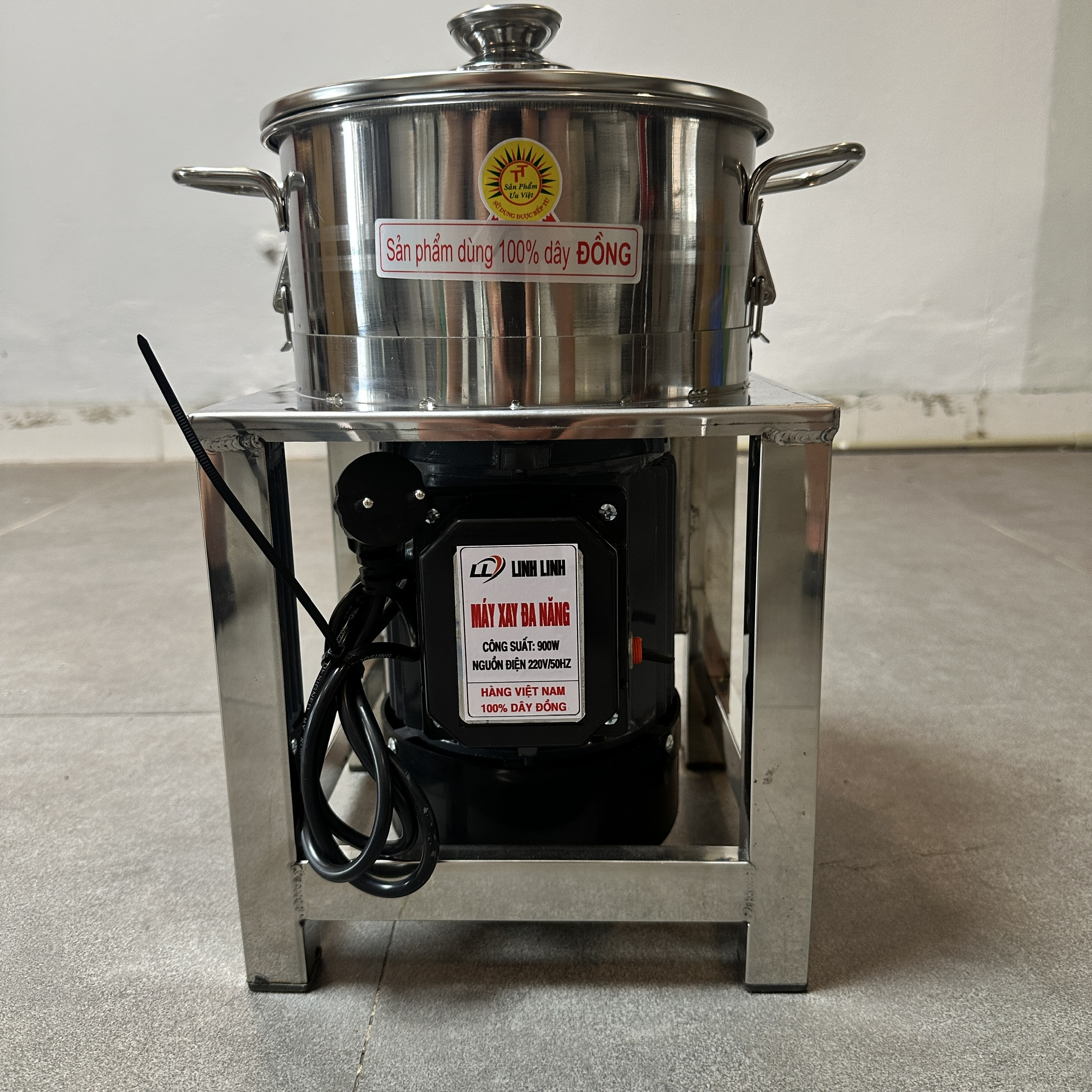 MÁY XAY KHÔ ĐA NĂNG 900W XAY GIỀNG XẢ TỎI ỚT NỒI 20CM ĐÁY BẰNG KHUNG INOX – NỒI THÁO RỜI DAO THẢ 2 CÁNH