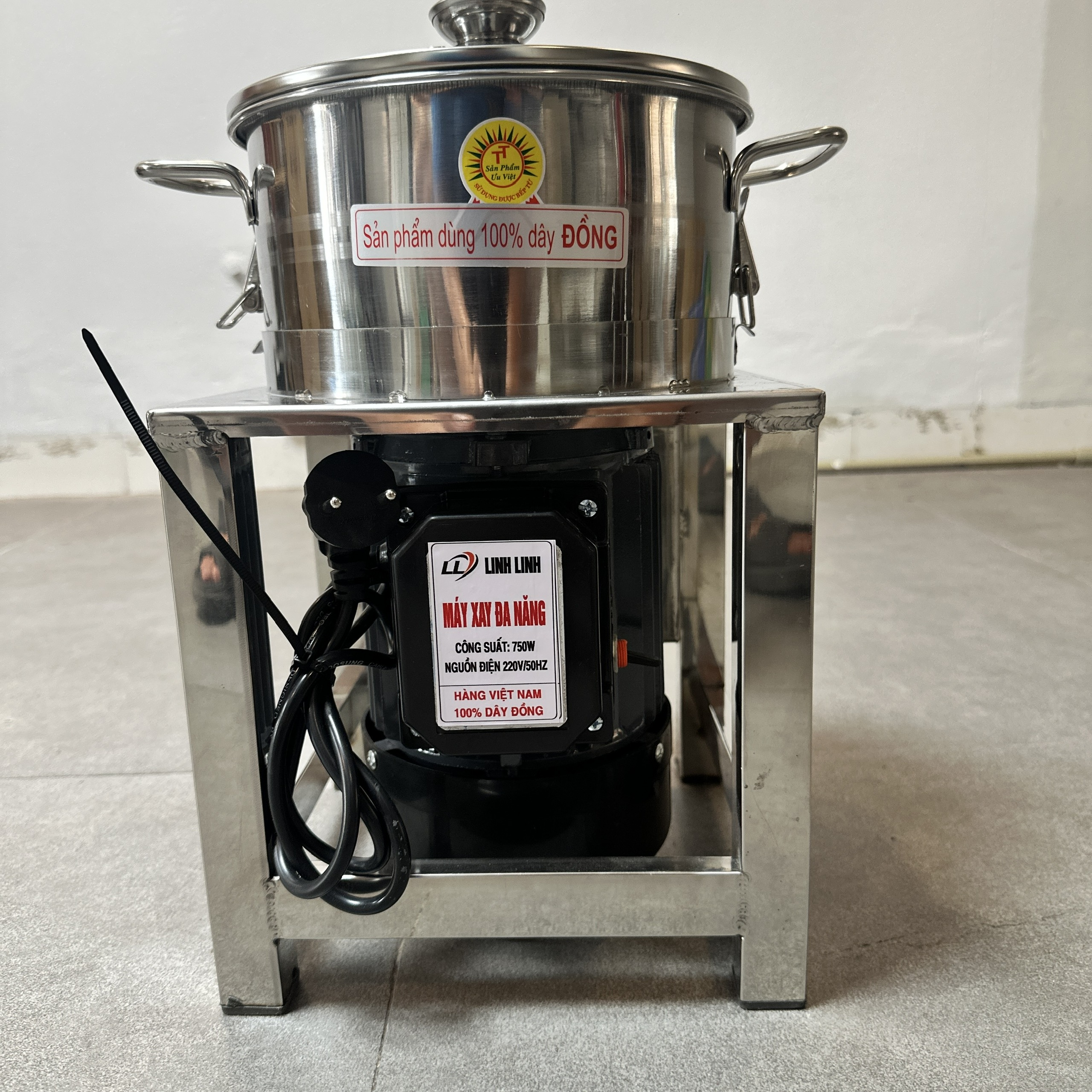 MÁY XAY KHÔ ĐA NĂNG 750W XAY GIỀNG XẢ TỎI ỚT NỒI 20CM ĐÁY BẰNG KHUNG INOX – NỒI THÁO RỜI DAO THẢ 2 CÁNH