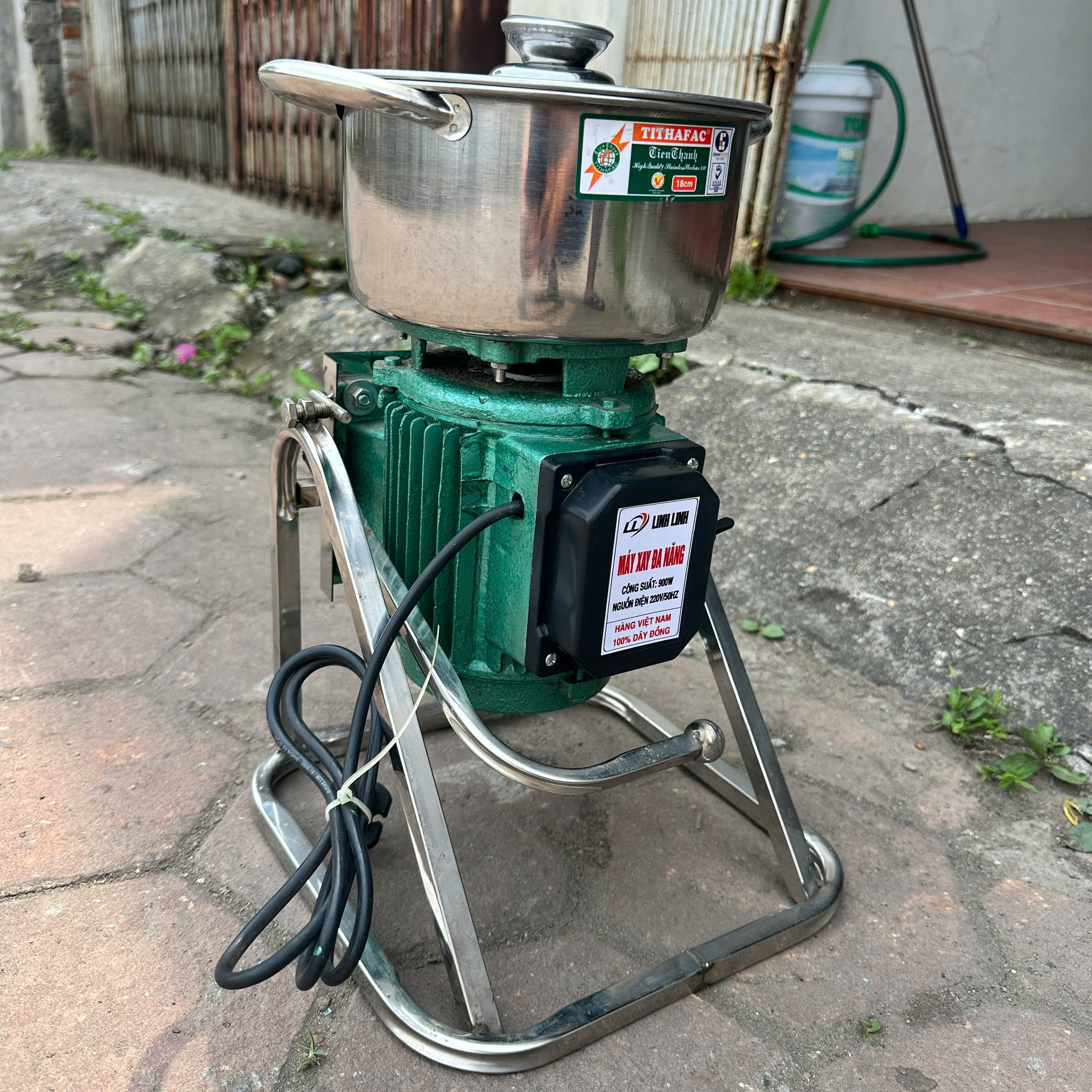 Máy Xay Thịt Đa Năng 900W INOX Nồi 18CM Dao 2 Cánh Kèm Dao Đánh Ruốc Xay Thịt Cá Cua Rau Củ