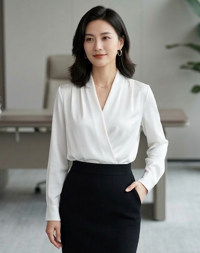 Gợi ý Sơ Mi Lụa Cổ V của YMY