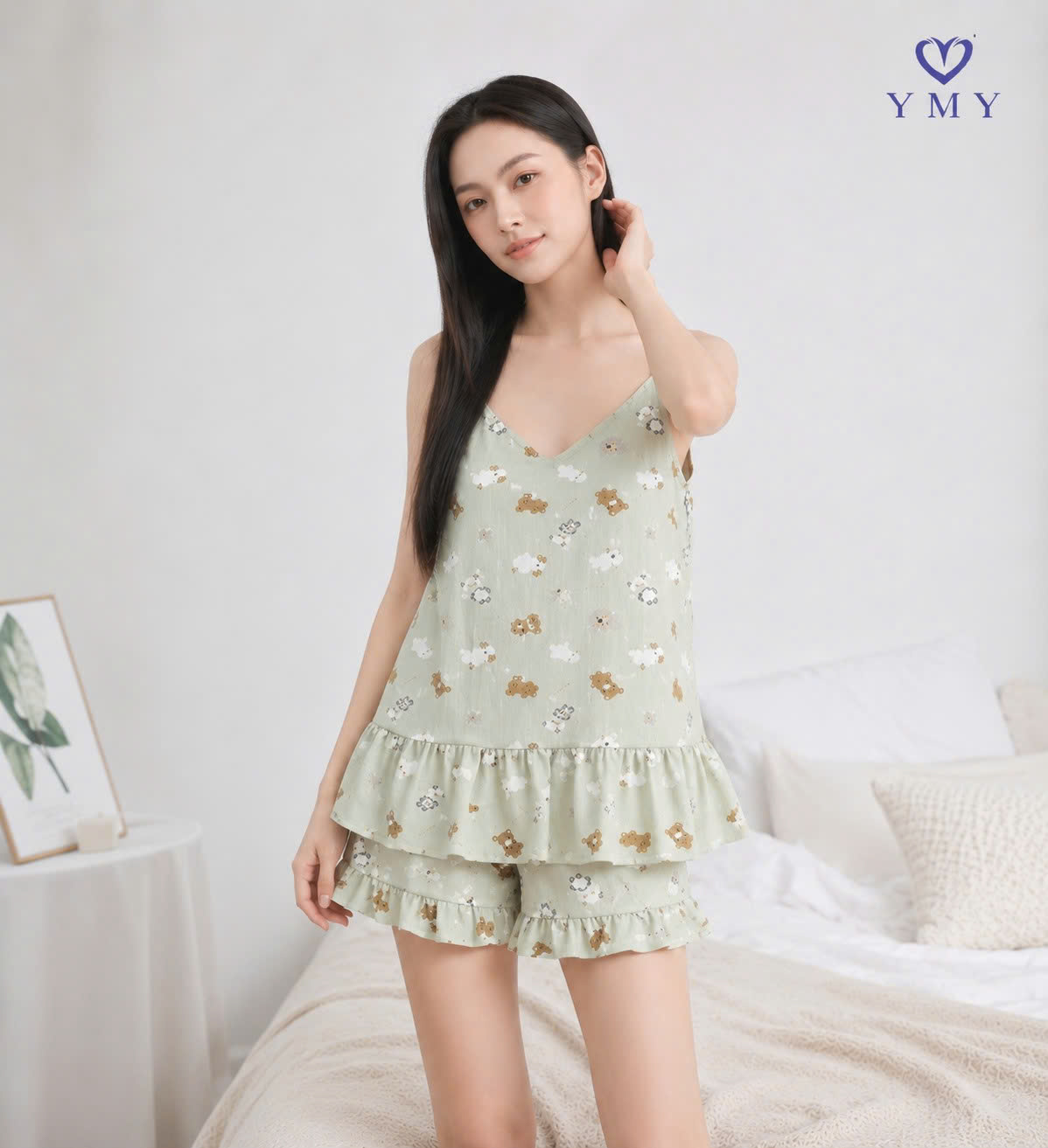 COZYY SLEEPWEAR- Set Đồ Ngủ 2 Dây YMY Phong Cách Trẻ Trung