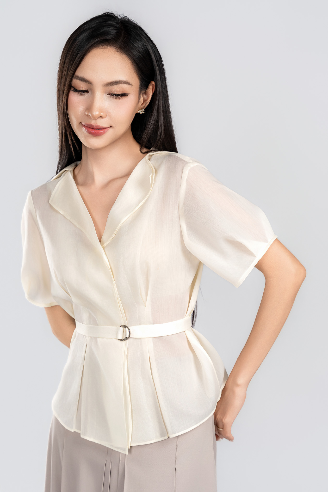 ELENA SHIRT- Áo Sơ Mi YMY Chất Liệu Tơ Xước Phong Cách Thanh Lịch (Y06BLS13)