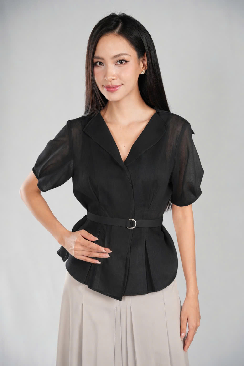 ELENA SHIRT- Áo Sơ Mi YMY Chất Liệu Tơ Xước Phong Cách Thanh Lịch (Y06BLS13)