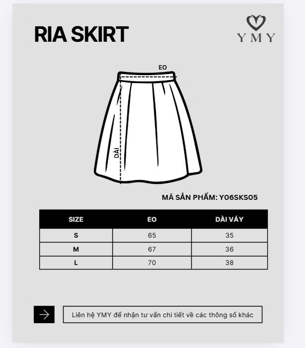 RIA SKIRT - Chân Váy Bí Ngô YMY Chất Liệu Spandex Nhập Khẩu Phong Cách Trẻ Trung, Năng Động (Y05SKS02)