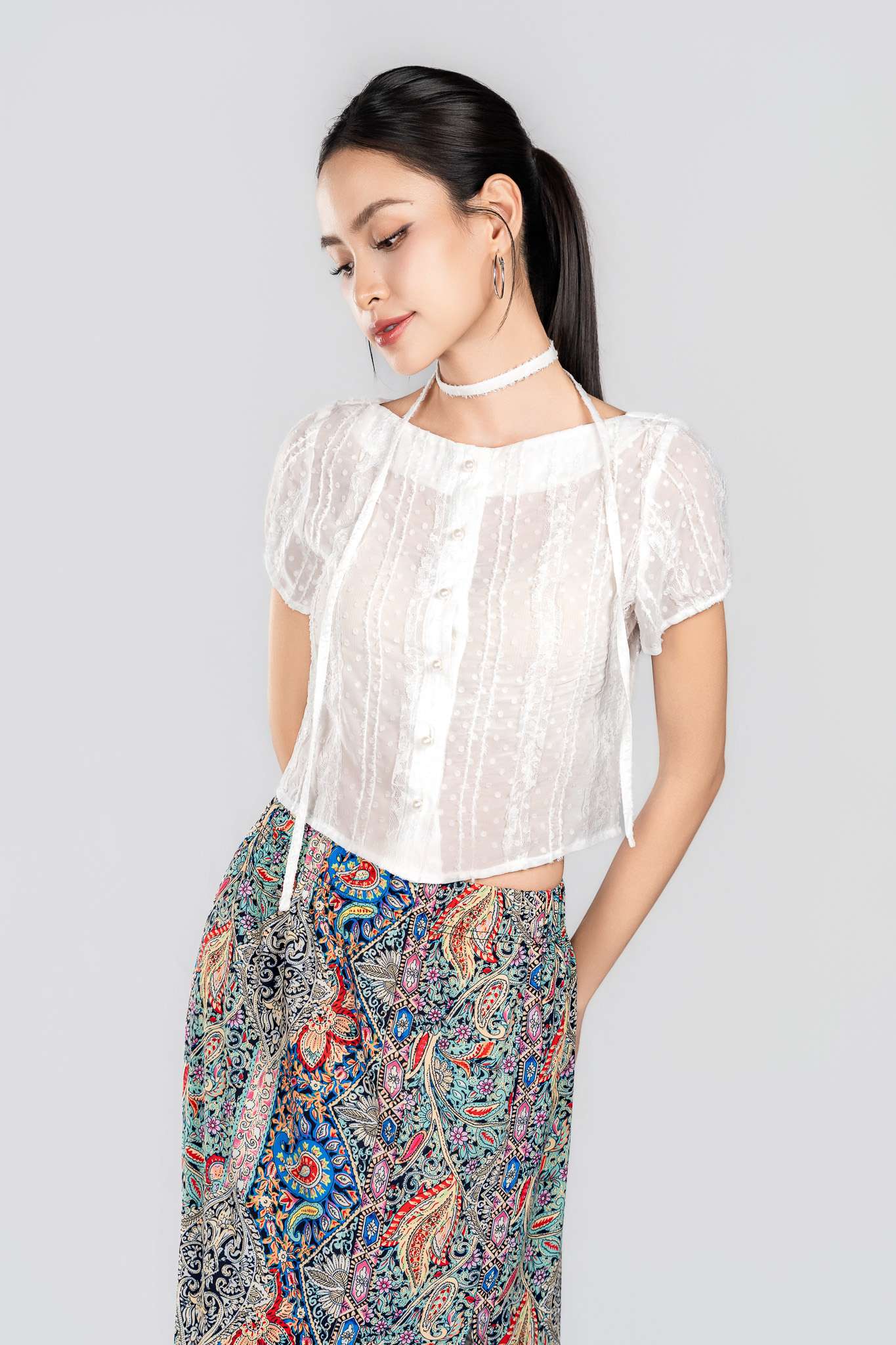 AURRELA BLOUSE- Áo Sơ Mi Cổ Thuyền YMY Phong Cách Hiện Đại (Y06BLS01)