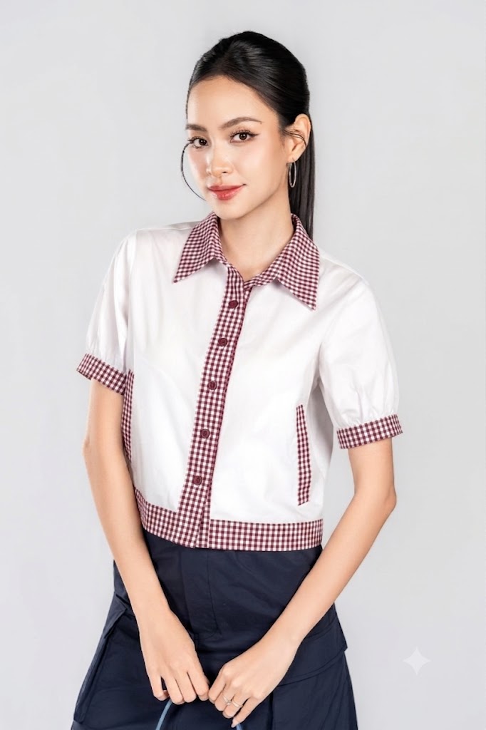 ISABELLE SHIRT- Áo Sơ Mi Kẻ Caro Cổ Đức YMY Phong Cách Trẻ Trung, năng Động (Y06BLS02)