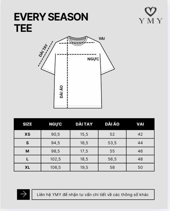 EVERY SEASON TEE- Áo Phông YMY Chất Liệu Cotton 100%, Phong Cách Basic