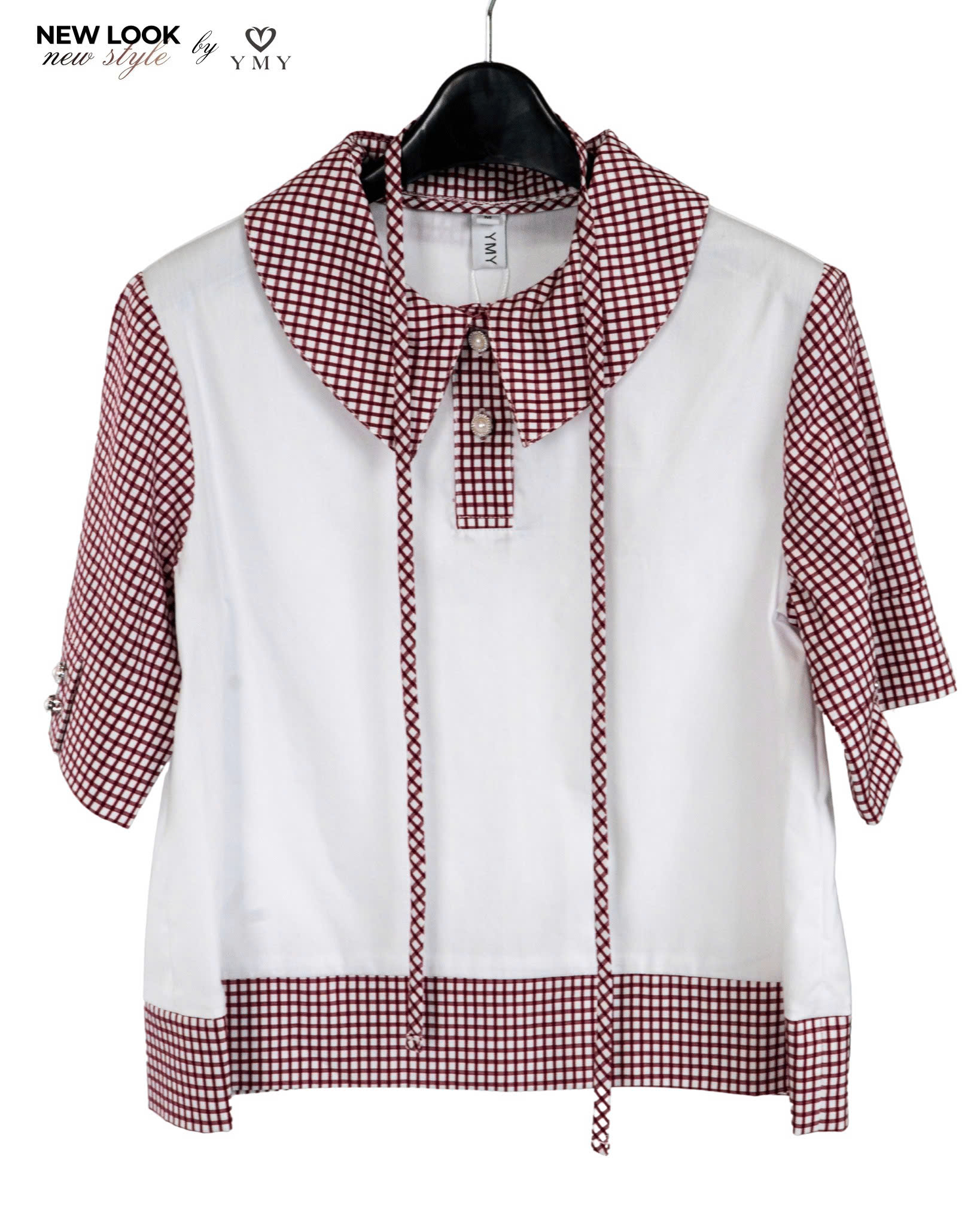 HELENA SHIRT- Áo Sơ Mi Kẻ Caro Cổ Trụ YMY Phong Cách Trẻ Trung (Y06BLS03)