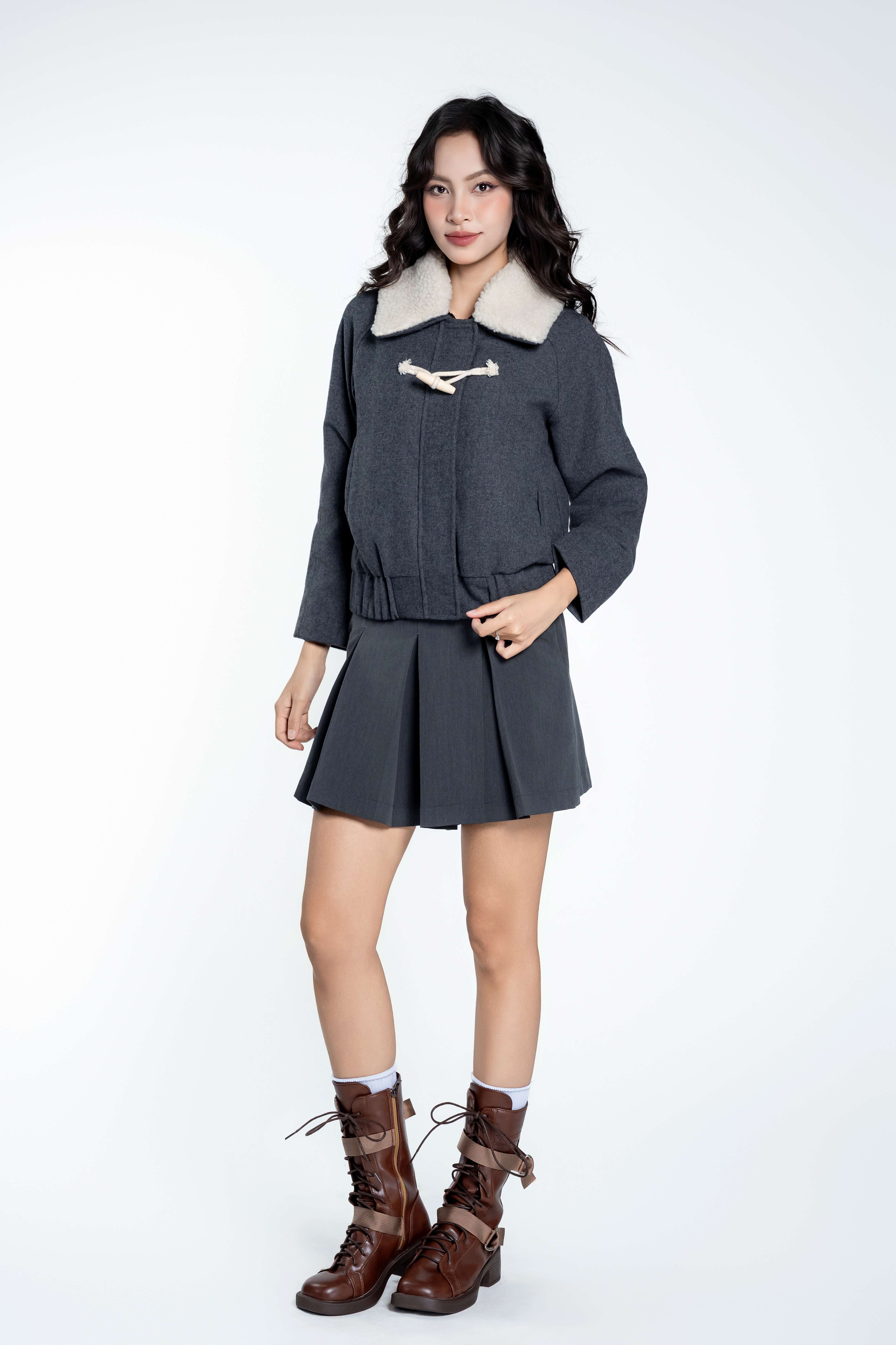 Áo Dạ Cúc Gỗ Cổ Viền Lông Chất Liệu Dạ Nhập Khẩu Phong Cách Hiện Đại (Y25FWJK03)