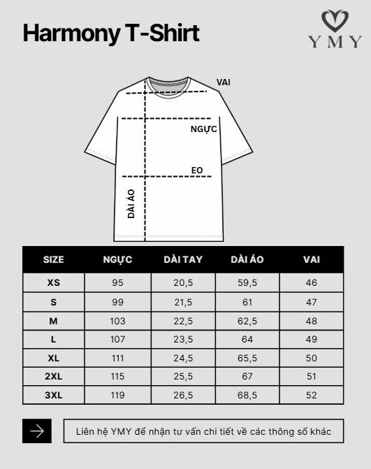 HARMONY T-SHIRT, Áo Phông YMY In Họa Tiết, Chất liệu Cotton 100%, Phong Cách Basic