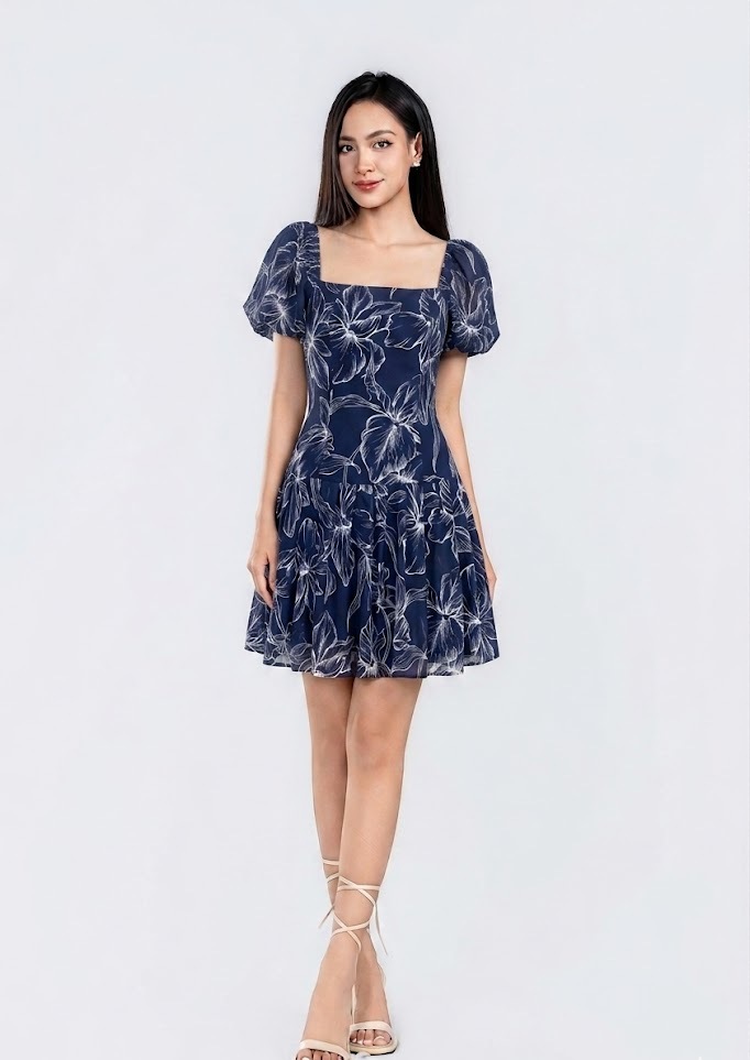 LILIAN DRESS- Váy Hoa Tay Bồng YMY Chất Liệu Vải Voan Phong Cách Nhẹ Nhàng, Nữ Tính (Y06OPS02)