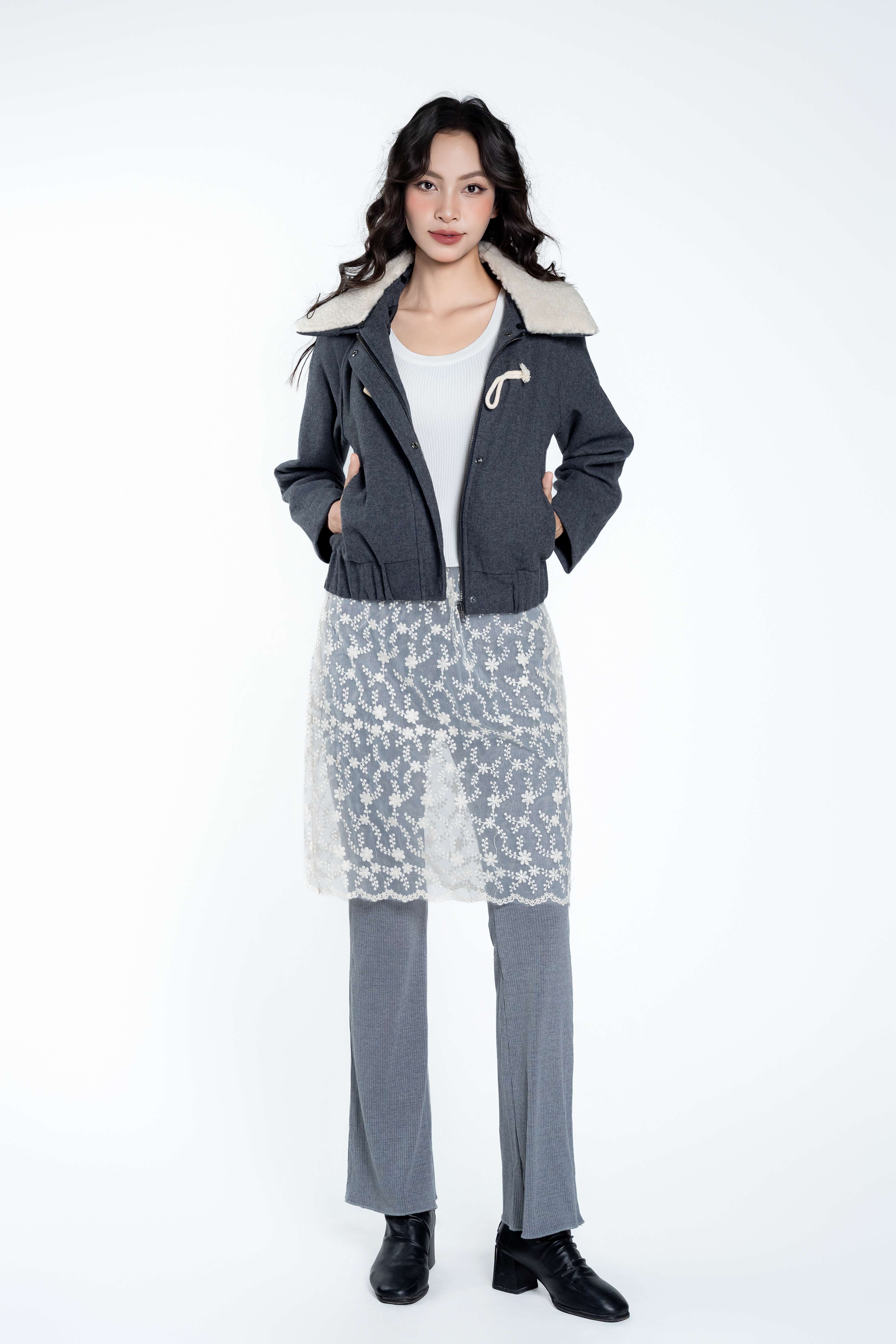Áo Dạ Cúc Gỗ Cổ Viền Lông Chất Liệu Dạ Nhập Khẩu Phong Cách Hiện Đại (Y25FWJK03)