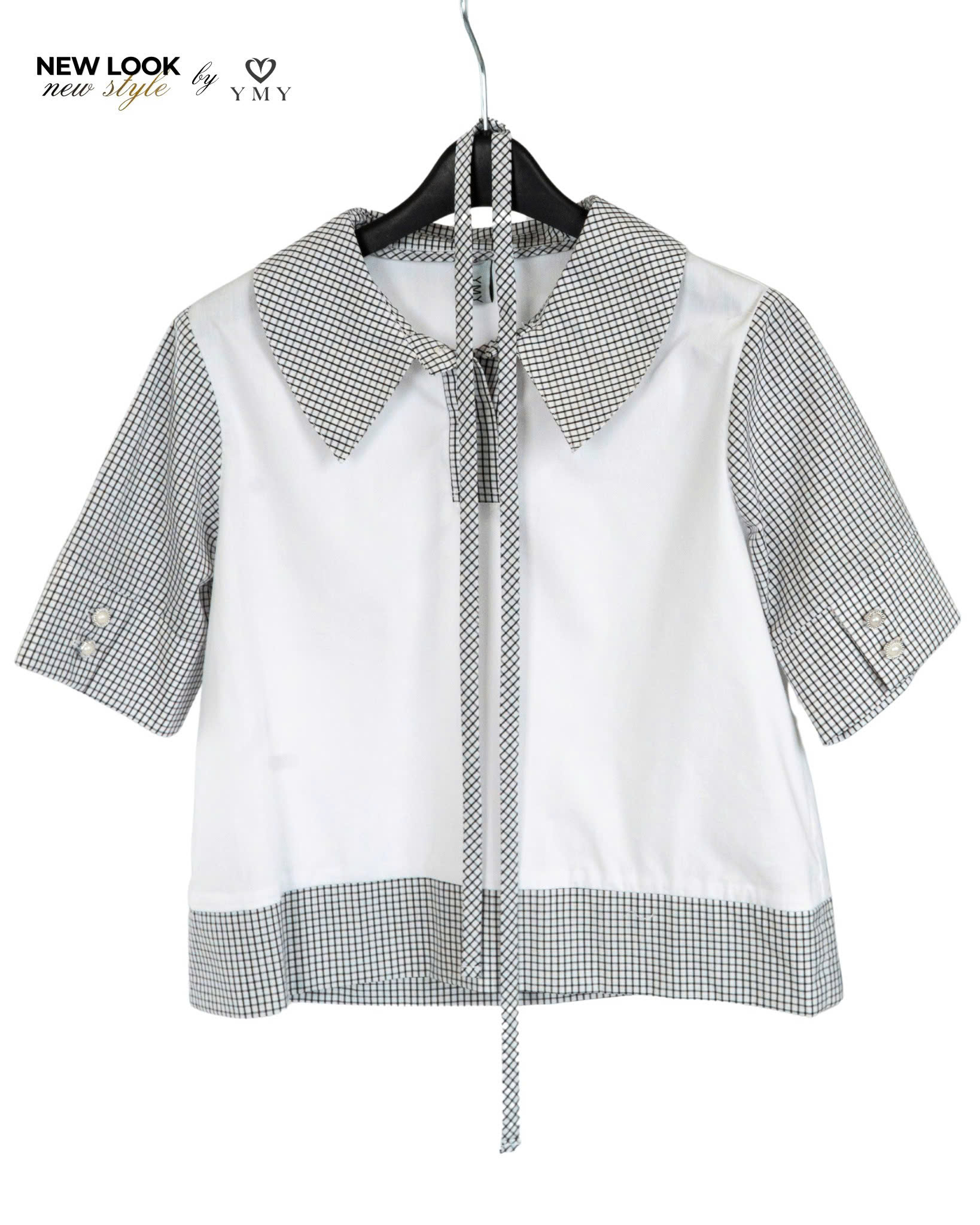HELENA SHIRT- Áo Sơ Mi Kẻ Caro Cổ Trụ YMY Phong Cách Trẻ Trung (Y06BLS03)