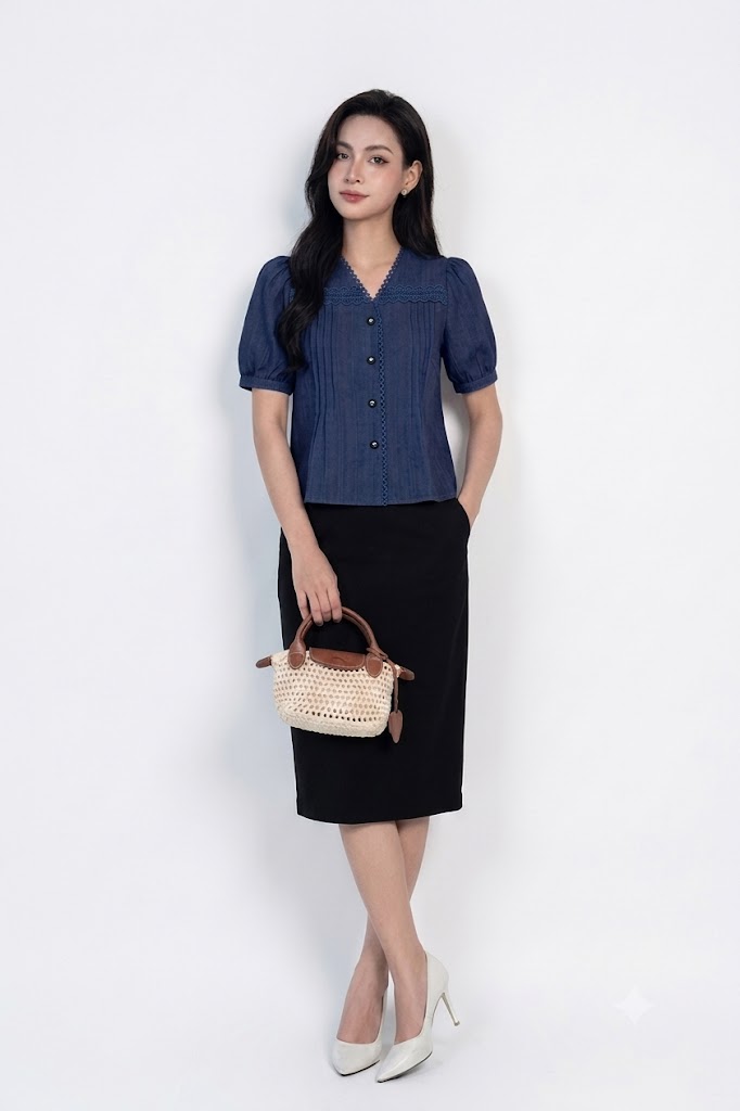 Nara Soft Blouse- Áo Sơ Mi YMY Cách Điệu Phong Cách Thanh lịch, Nhẹ Nhàng