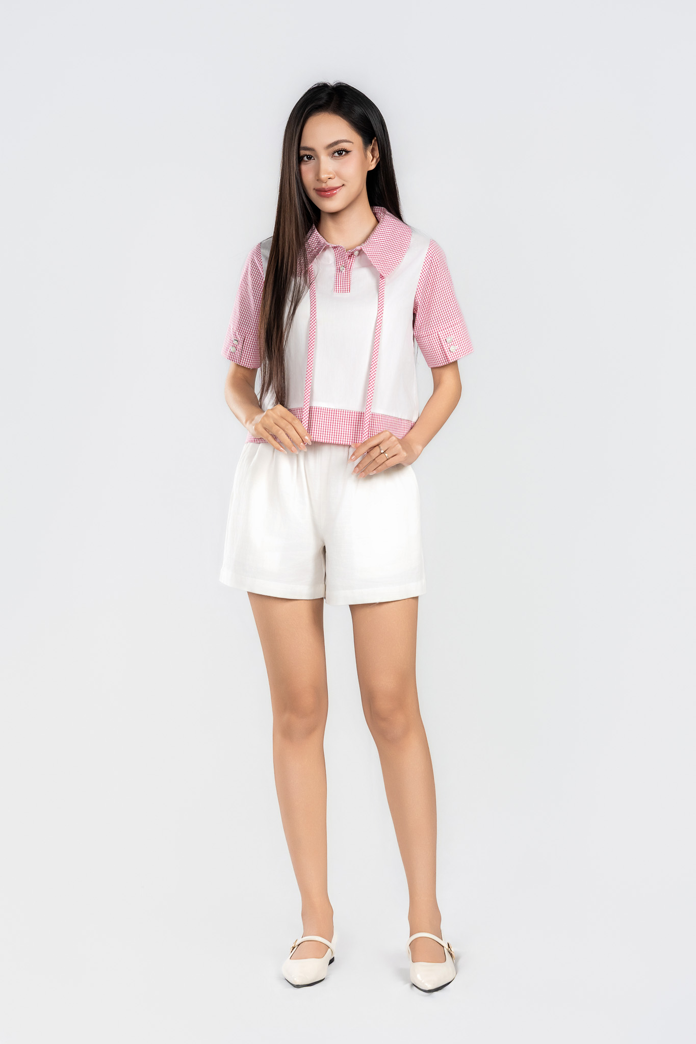 HELENA SHIRT- Áo Sơ Mi Kẻ Caro Cổ Trụ YMY Phong Cách Trẻ Trung (Y06BLS03)