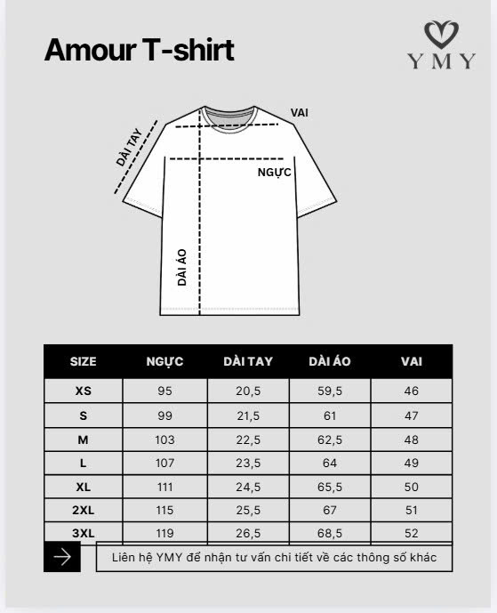 AMOUR T-SHIRT, Áo Phông YMY In Hình, Chất Liệu Cotton 100%, Phong Cách Basic