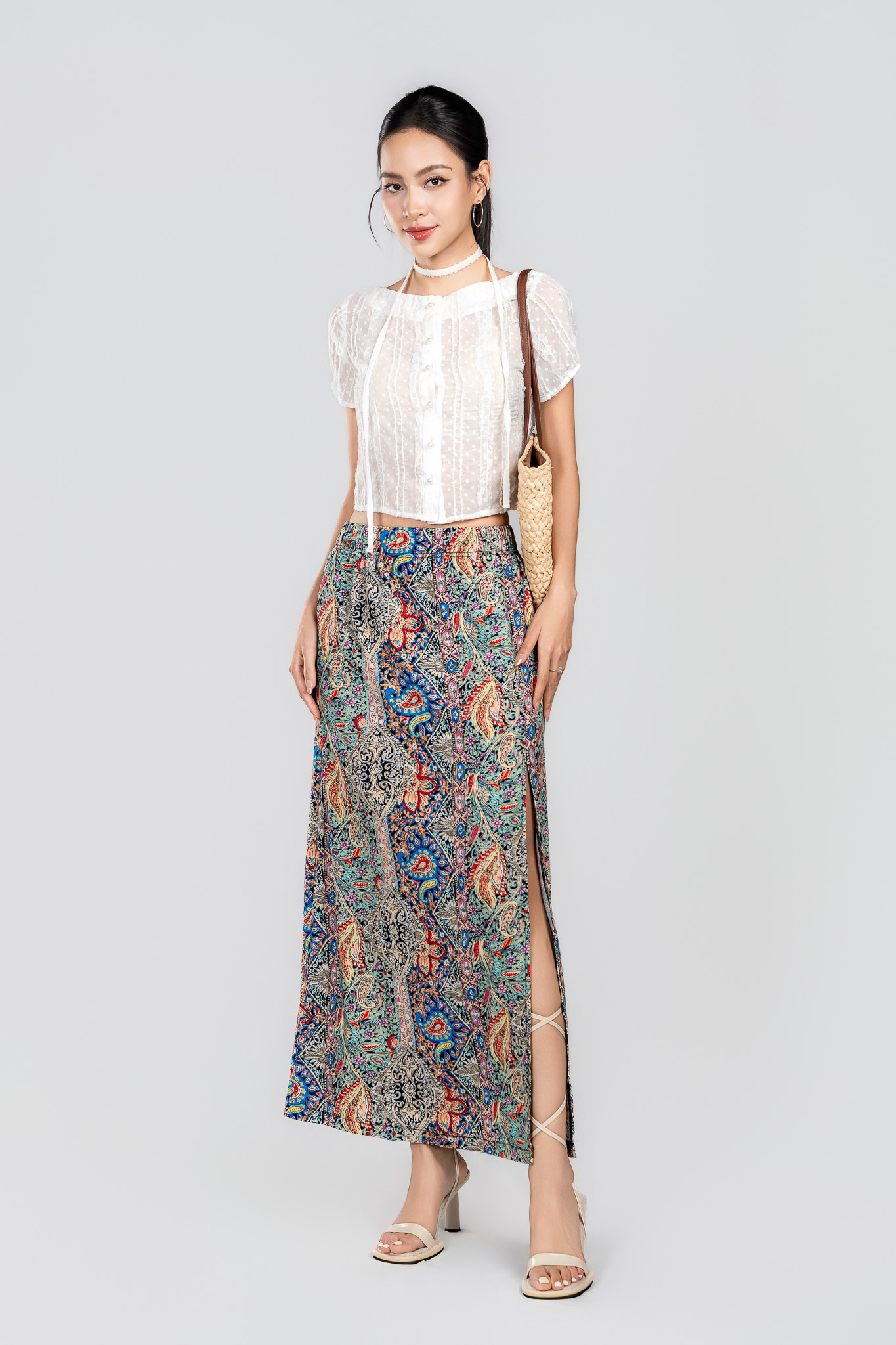 MIRELLA SKIRT- Chân Váy Họa Tiết YMY Chất liệu Poly, Nylon (Y06SKS05)