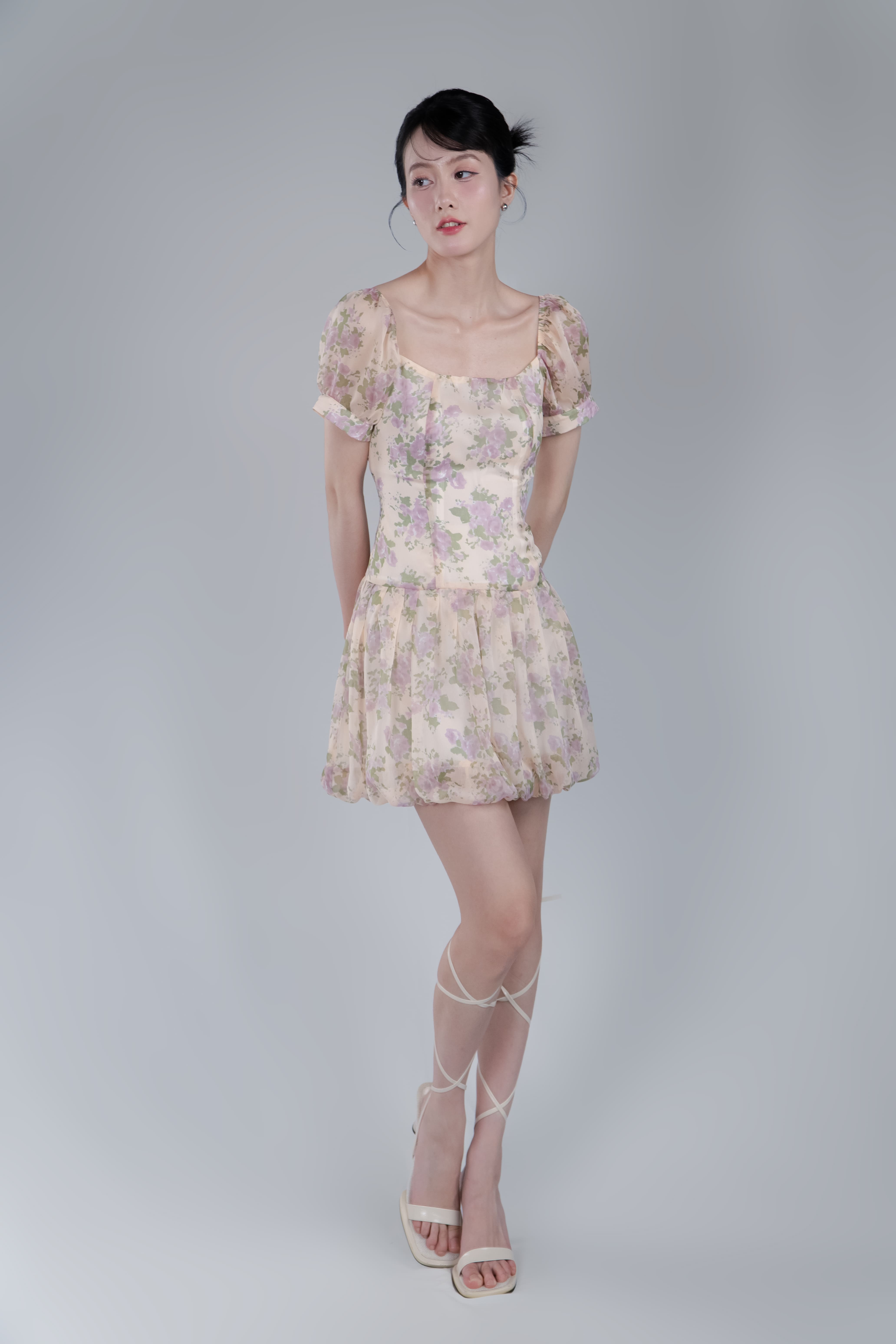LILIAN DRESS- Váy Hoa Tay Bồng YMY Chất Liệu Vải Voan Phong Cách Nhẹ Nhàng, Nữ Tính (Y06OPS02)