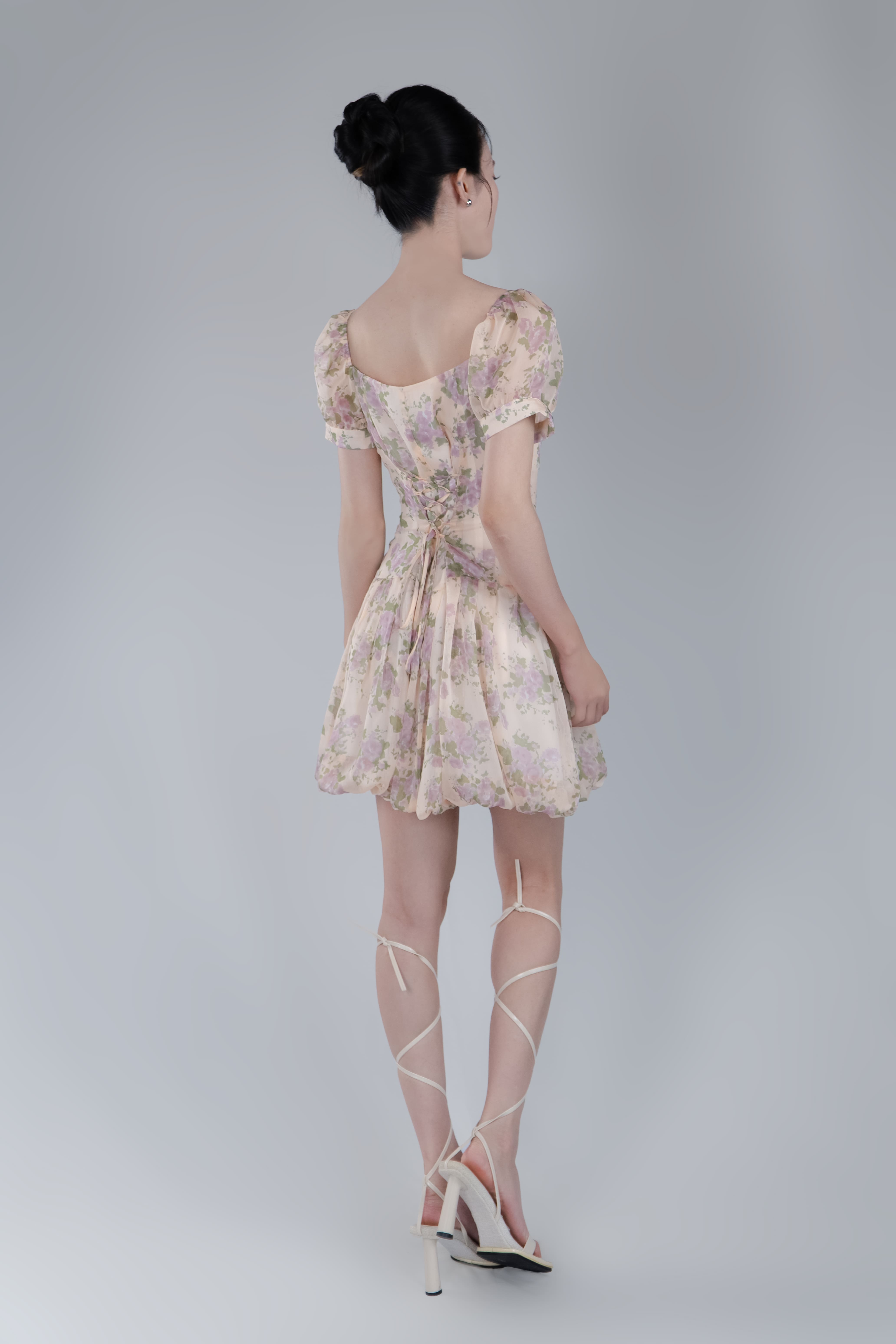 LILIAN DRESS- Váy Hoa Tay Bồng YMY Chất Liệu Vải Voan Phong Cách Nhẹ Nhàng, Nữ Tính (Y06OPS02)