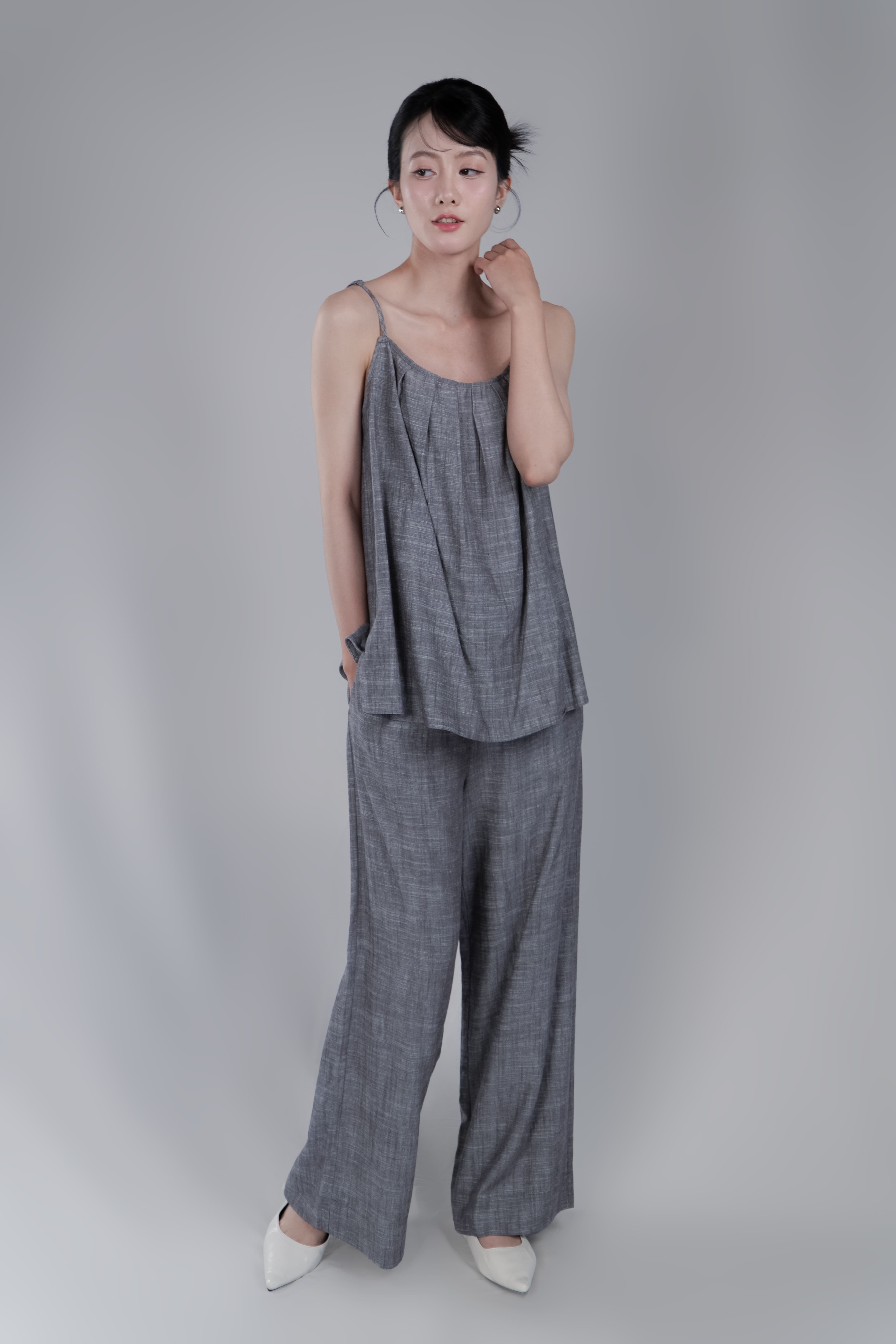 REVINA SET- Áo 2 Dây, Quần Dài Suông YMY Chất Liệu Linen Nhập Khẩu Thoáng Mát, Nữ Tính