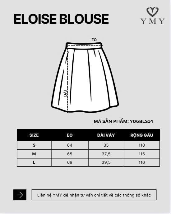 ELOISE SKIRT- Chân váy Phối Vải Thêu YMY Chất Liệu Cotton, Poly (Y06SKS06)