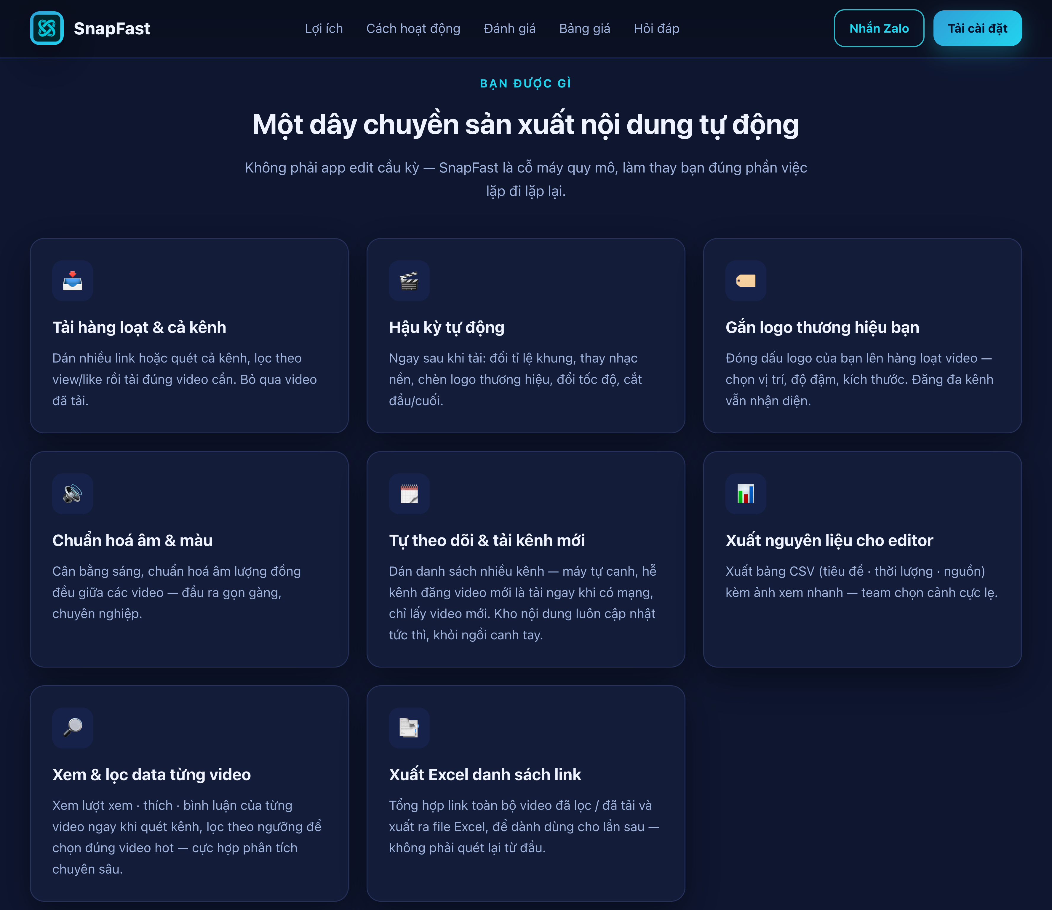 SnapFast — Tải video KHÔNG logo, đa nền tảng (TikTok · Douyin · YouTube · Facebook · Instagram)