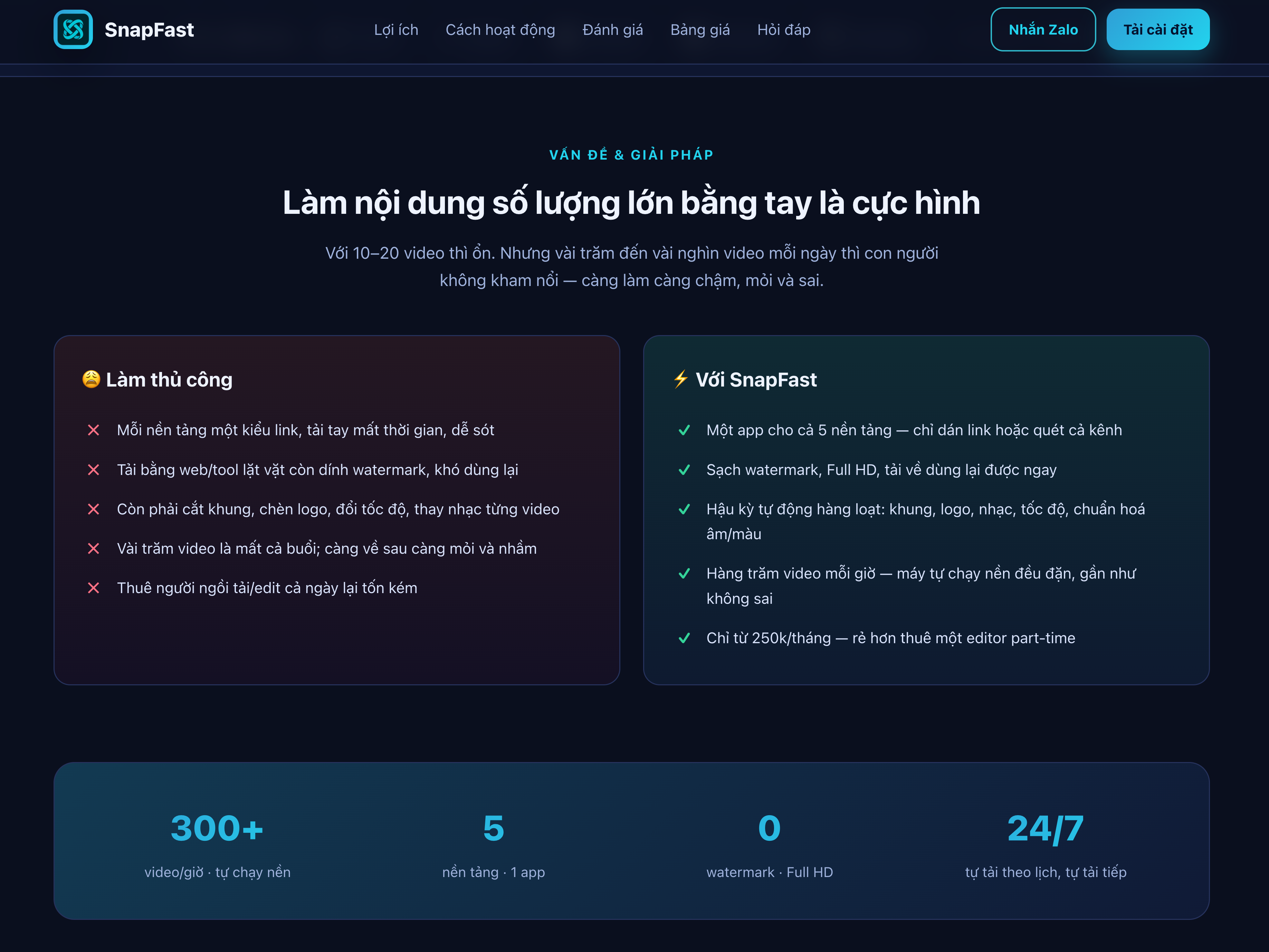 SnapFast — Tải video KHÔNG logo, đa nền tảng (TikTok · Douyin · YouTube · Facebook · Instagram)