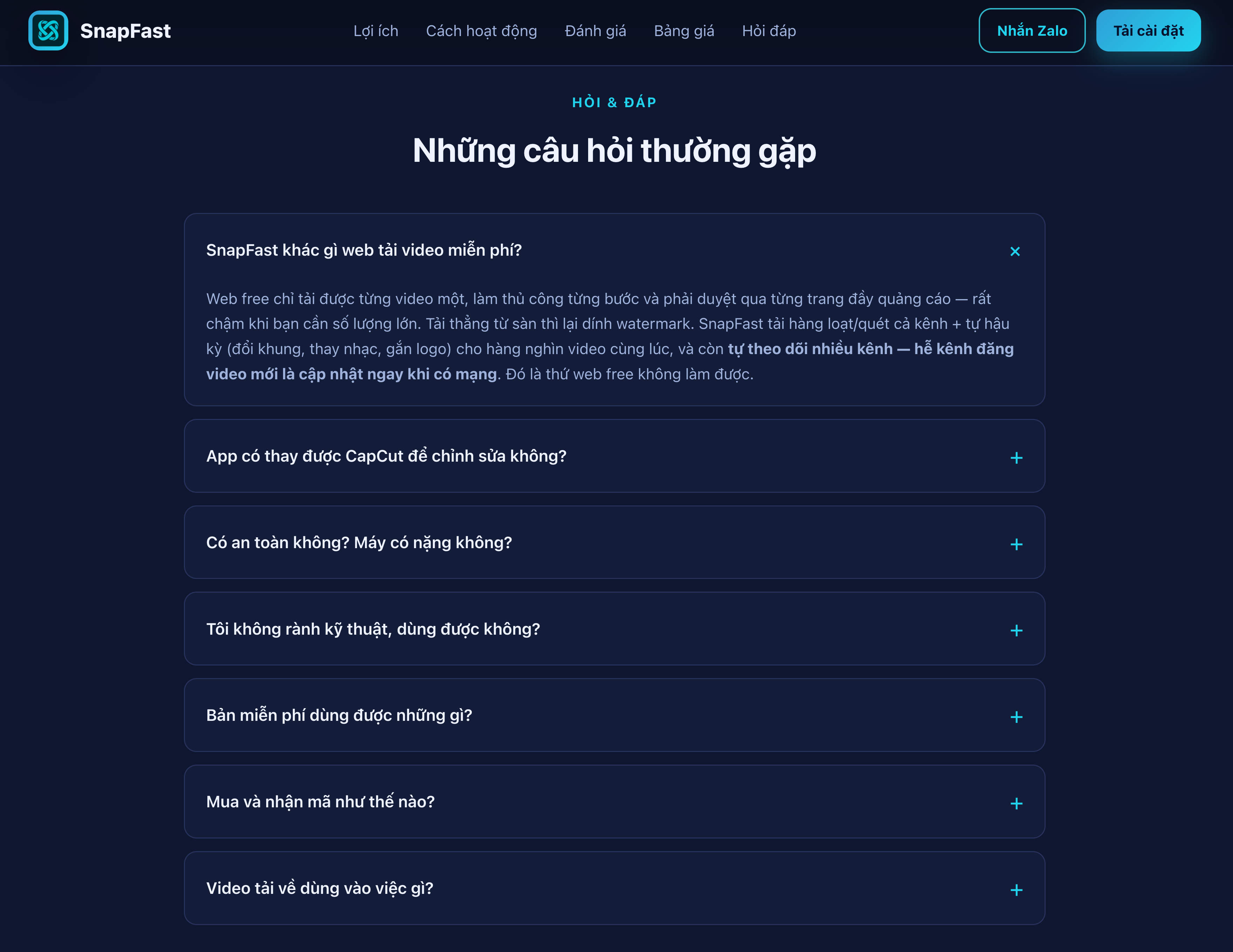 SnapFast — Tải video KHÔNG logo, đa nền tảng (TikTok · Douyin · YouTube · Facebook · Instagram)
