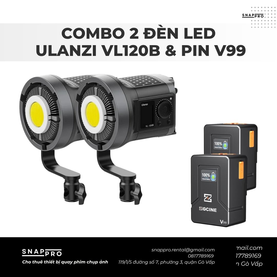 COMBO 2 ĐÈN LED ULANZI VL120B + PIN V99