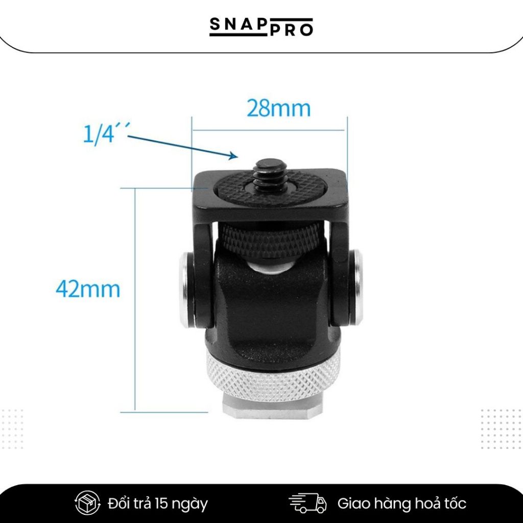 Ngàm Flash Gắn Monitor Máy Ảnh | Hot Shoe Mở Rộng 1/4 inch | Gắn Đèn, Mic, Màn Hình | SNAPRO