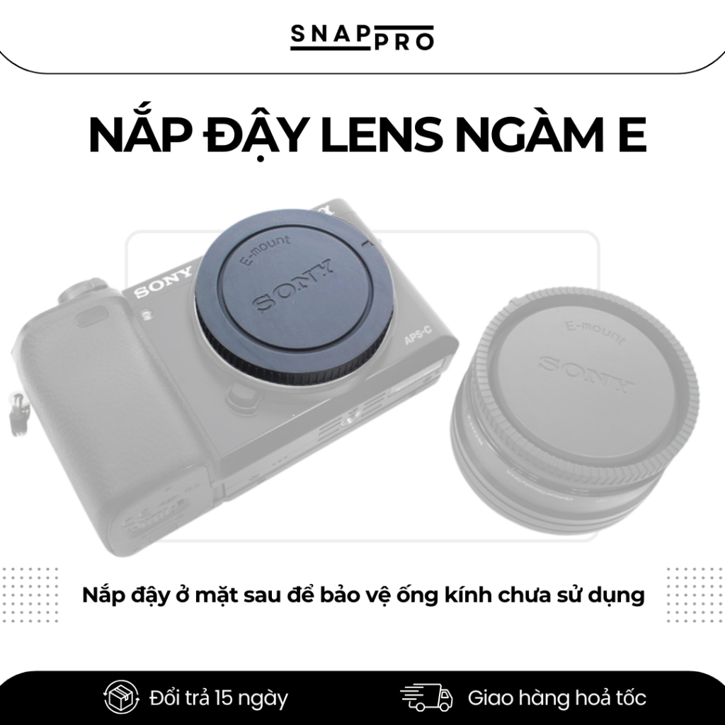 Nắp Đậy Lens Ngàm E Cho Sony – Nắp Bảo Vệ Đuôi Ống Kính E-Mount Chống Bụi, Chống Ẩm