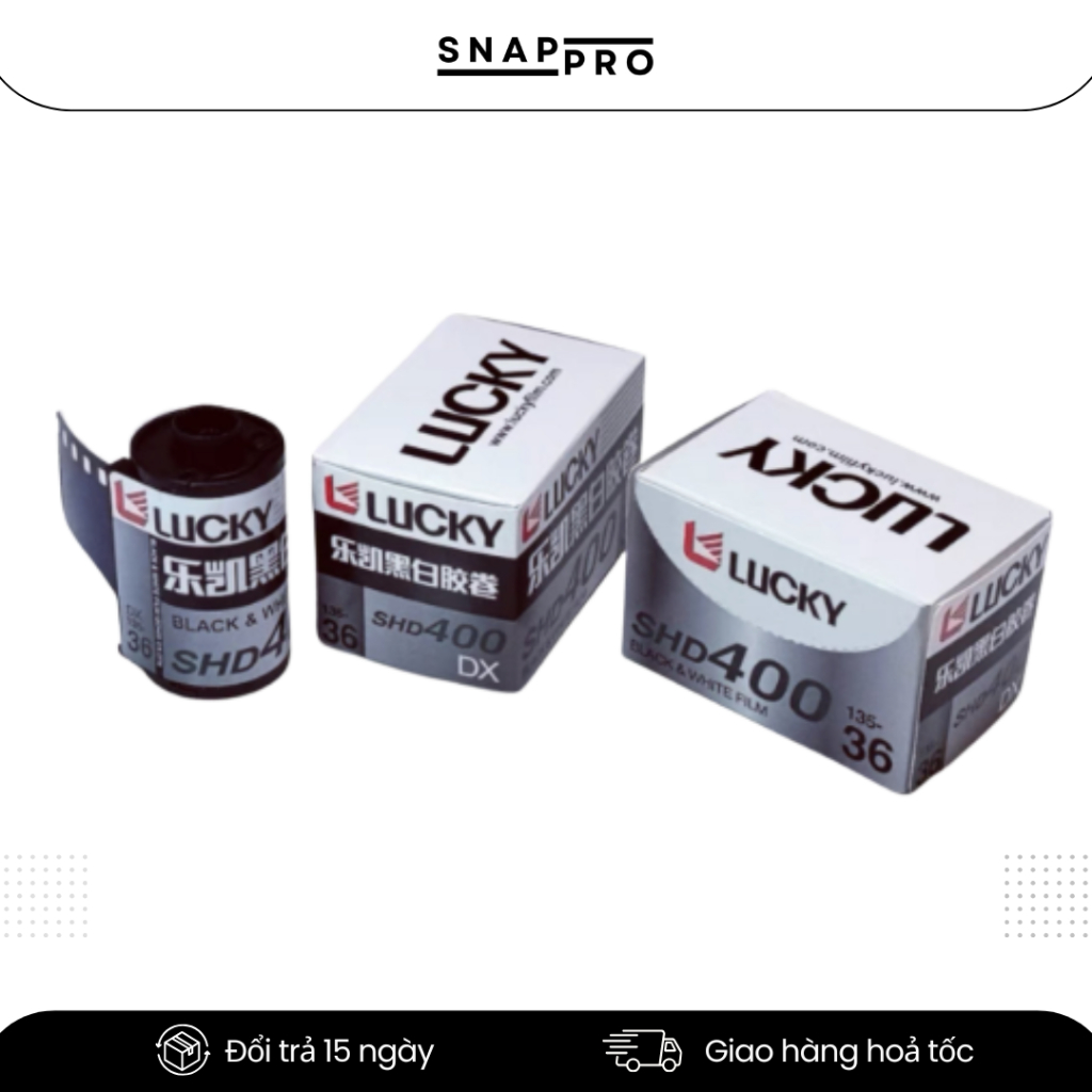 Film Trắng Đen Lucky SHD400 135 | Phim Máy Ảnh Film ISO 400 | Black & White Film 36 Tấm
