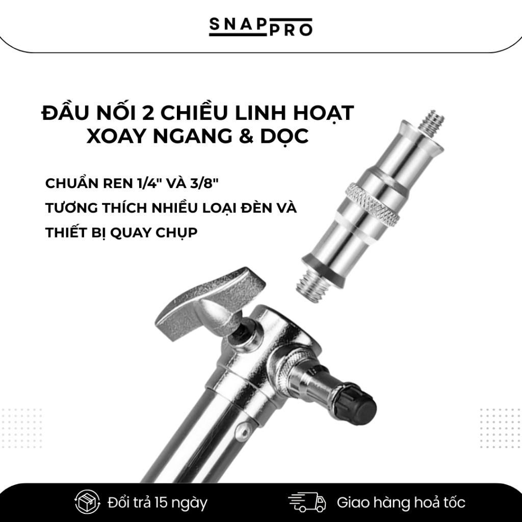 Chân Đèn Studio Inox 2.8m – Chân Đèn Flash / Softbox Tải Trọng 10kg, Chân Đèn Livestream