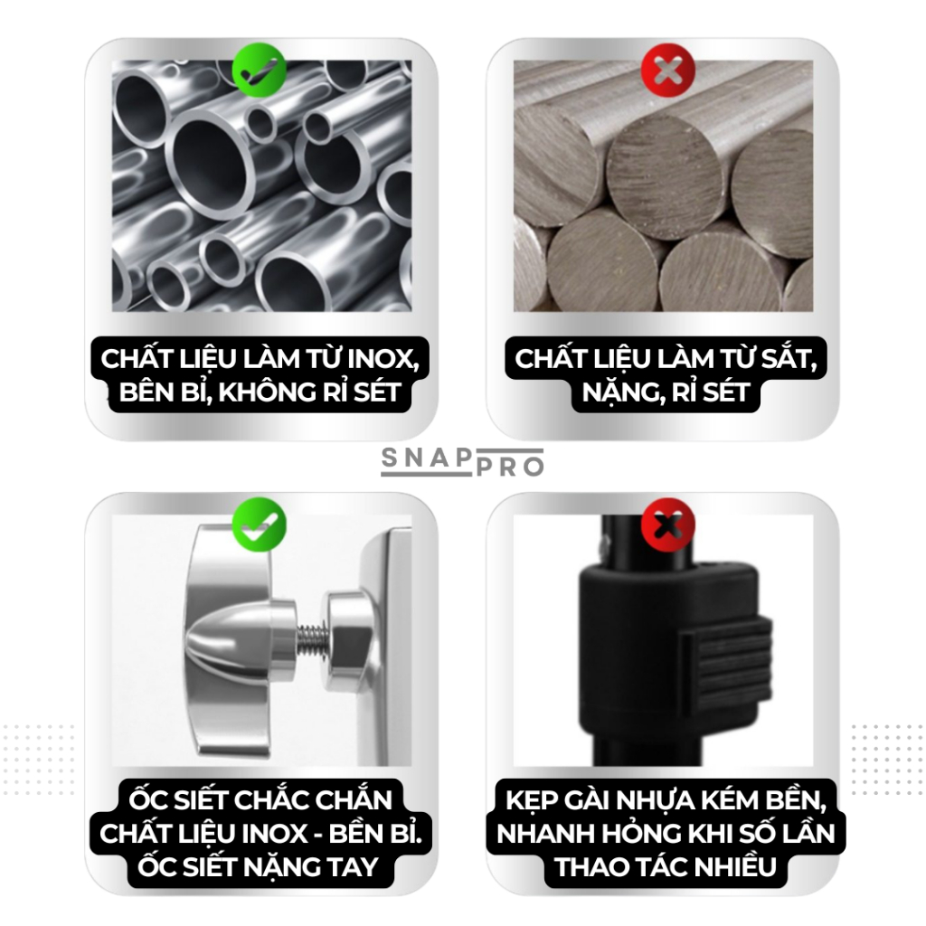 Chân Đèn Studio Inox 2.8m – Chân Đèn Flash / Softbox Tải Trọng 10kg, Chân Đèn Livestream