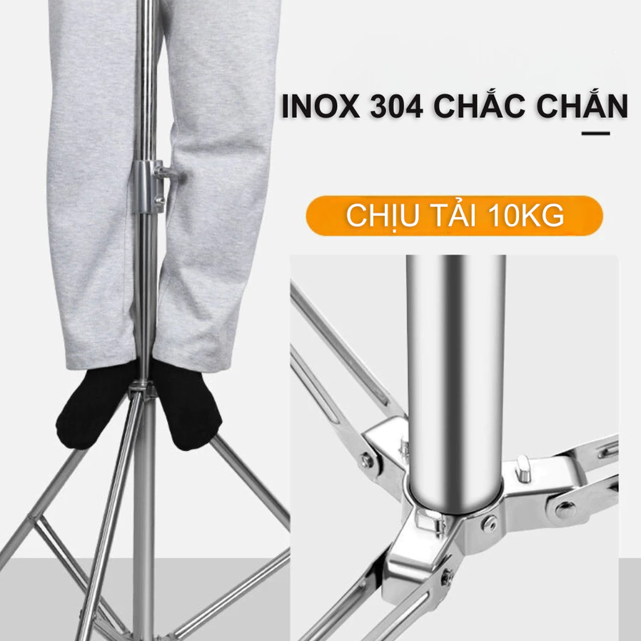Chân Đèn Studio Inox 2.8m – Chân Đèn Flash / Softbox Tải Trọng 10kg, Chân Đèn Livestream