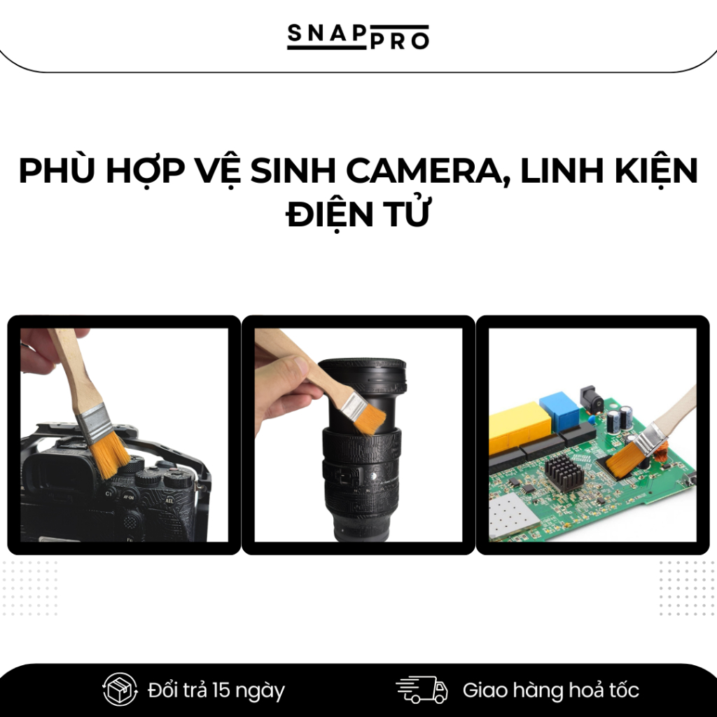 Chổi Cọ Vệ Sinh Máy Ảnh & Thiết Bị Điện Tử | Cọ Quét Bụi Lens, Camera, Bàn Phím [1CM] | SNAPRO