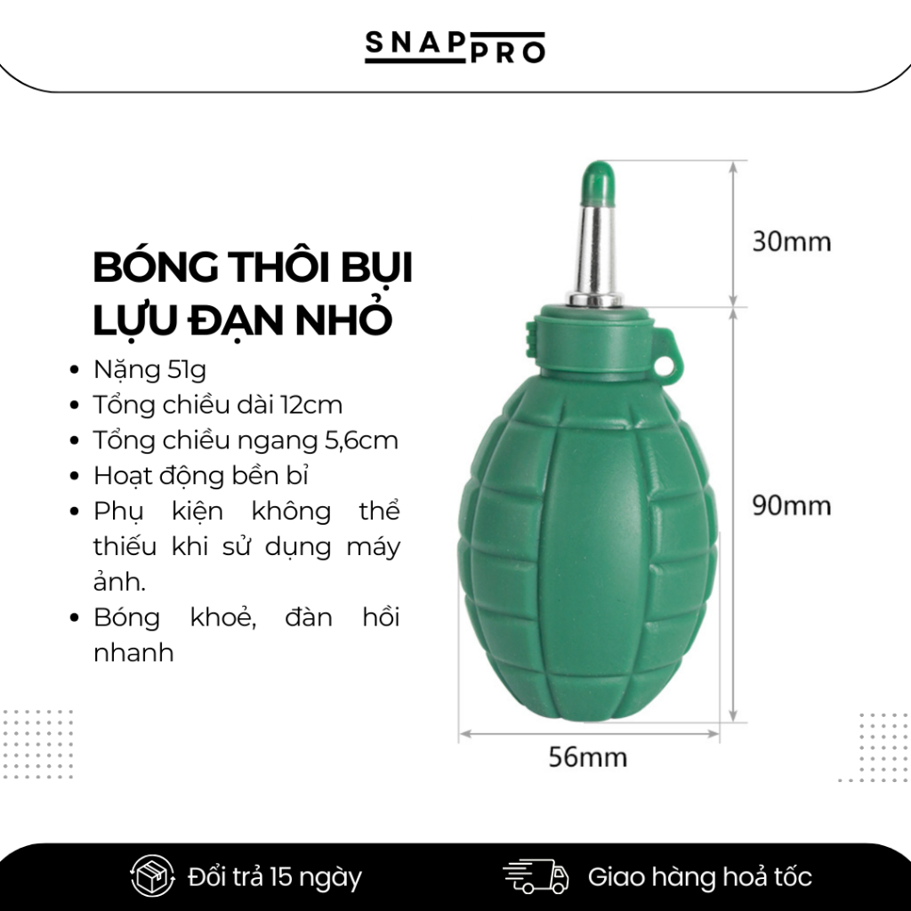 Bóng Thổi Bụi Cực Mạnh Vệ Sinh Máy Ảnh Hình Lựu Đạn | Bóng Thổi Bụi Lens, Camera, Bàn Phím | SNAPRO