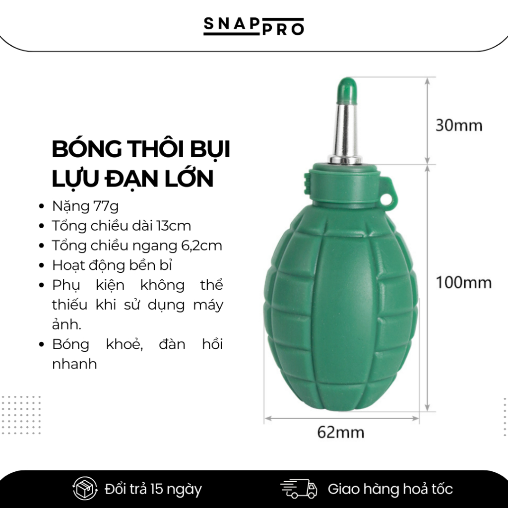 Bóng Thổi Bụi Cực Mạnh Vệ Sinh Máy Ảnh Hình Lựu Đạn | Bóng Thổi Bụi Lens, Camera, Bàn Phím | SNAPRO