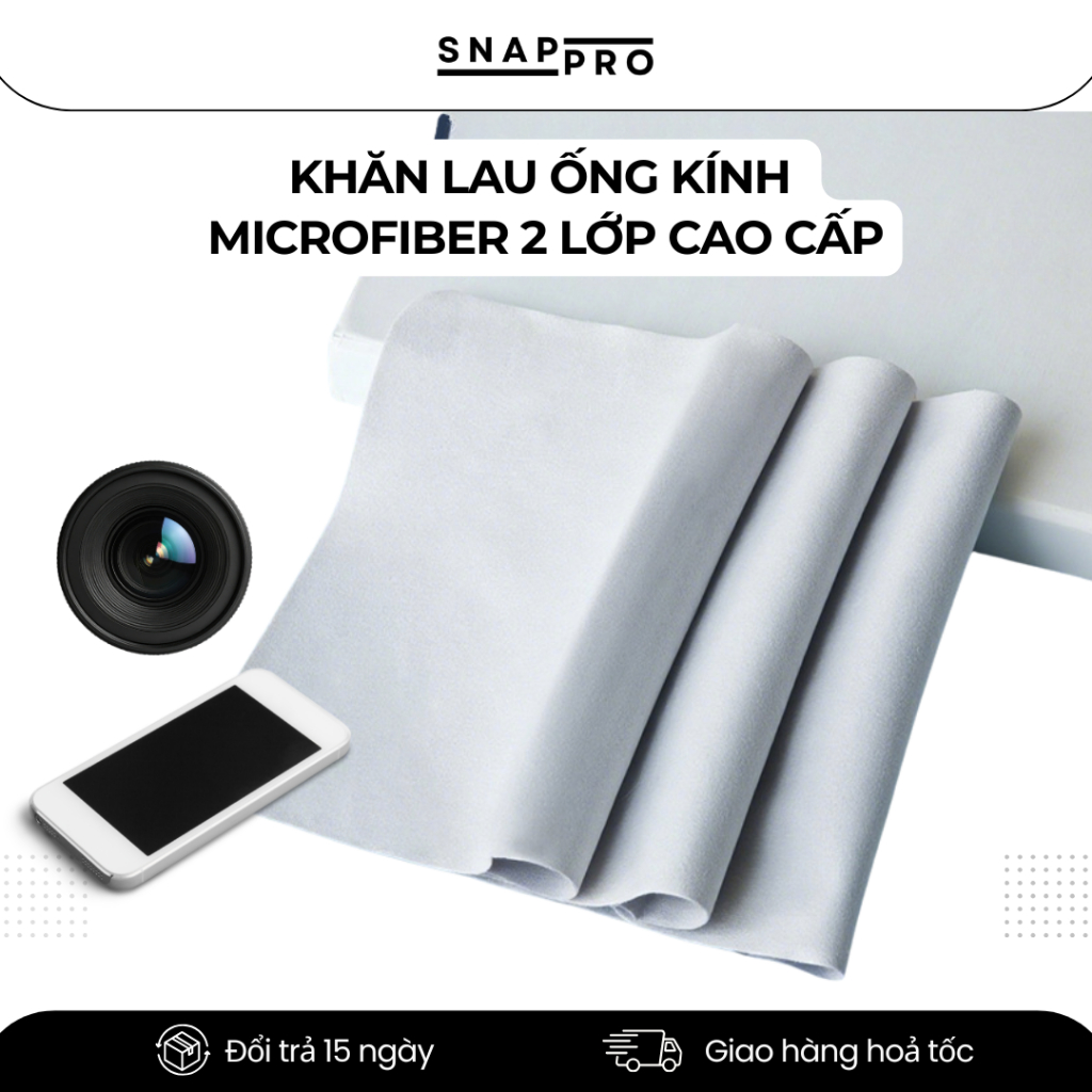 [COMBO 3] Khăn Lau Ống Kinh Máy Ảnh Microfiber, Lau Lens Không Bụi Siêu Mịn, Sạch Dấu Vân Tay