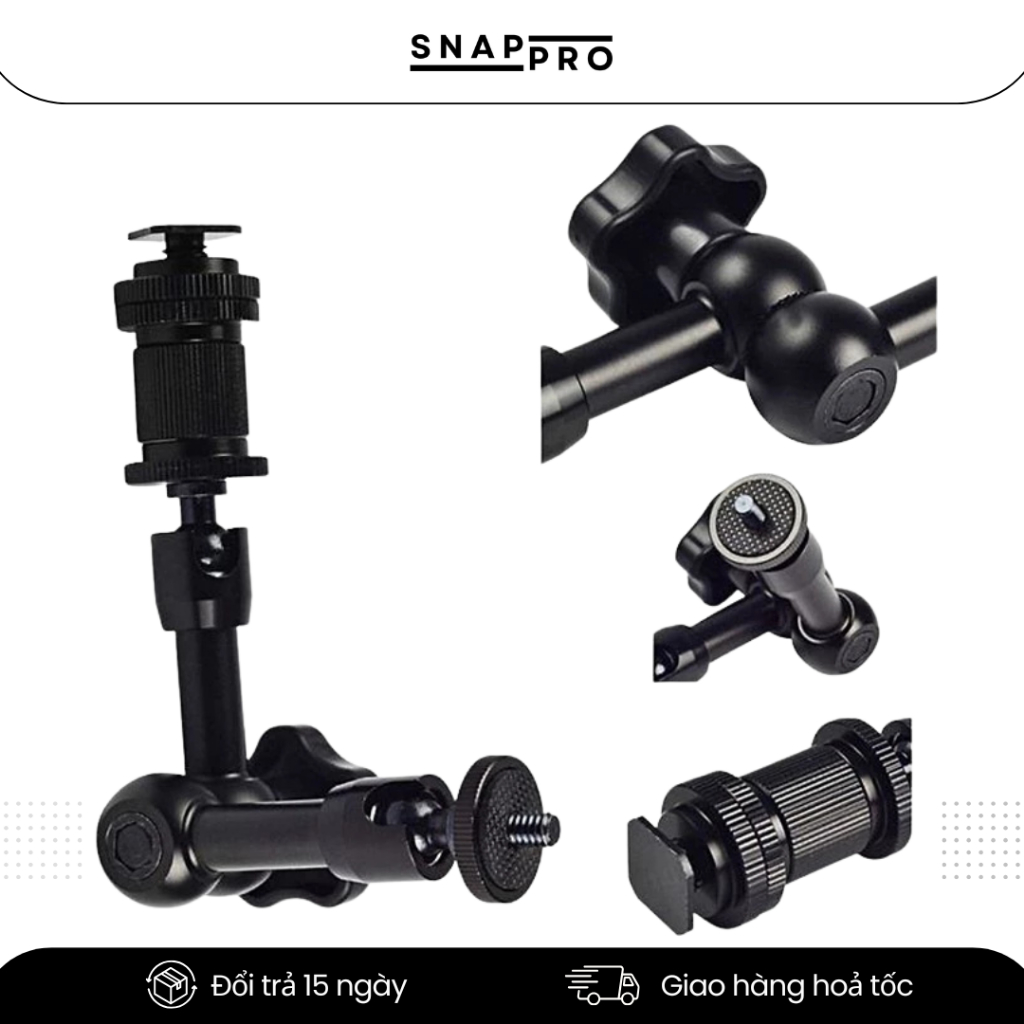 Magic Arm 7 inch 11 inch - Tay Đỡ Camera Gắn Monitor Đèn LED Micro Xoay 360 Đa Năng Chắc Chắn, Đa Dụng