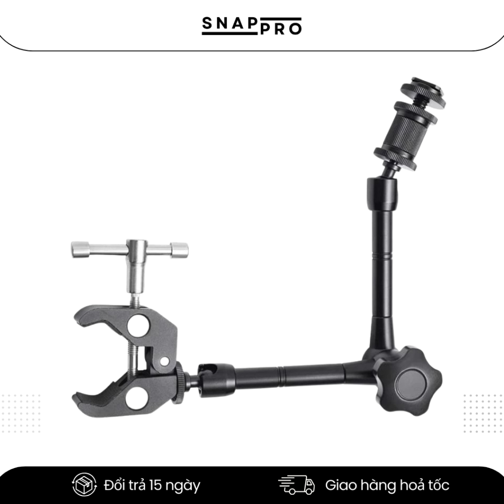 Magic Arm 7 inch 11 inch - Tay Đỡ Camera Gắn Monitor Đèn LED Micro Xoay 360 Đa Năng Chắc Chắn, Đa Dụng