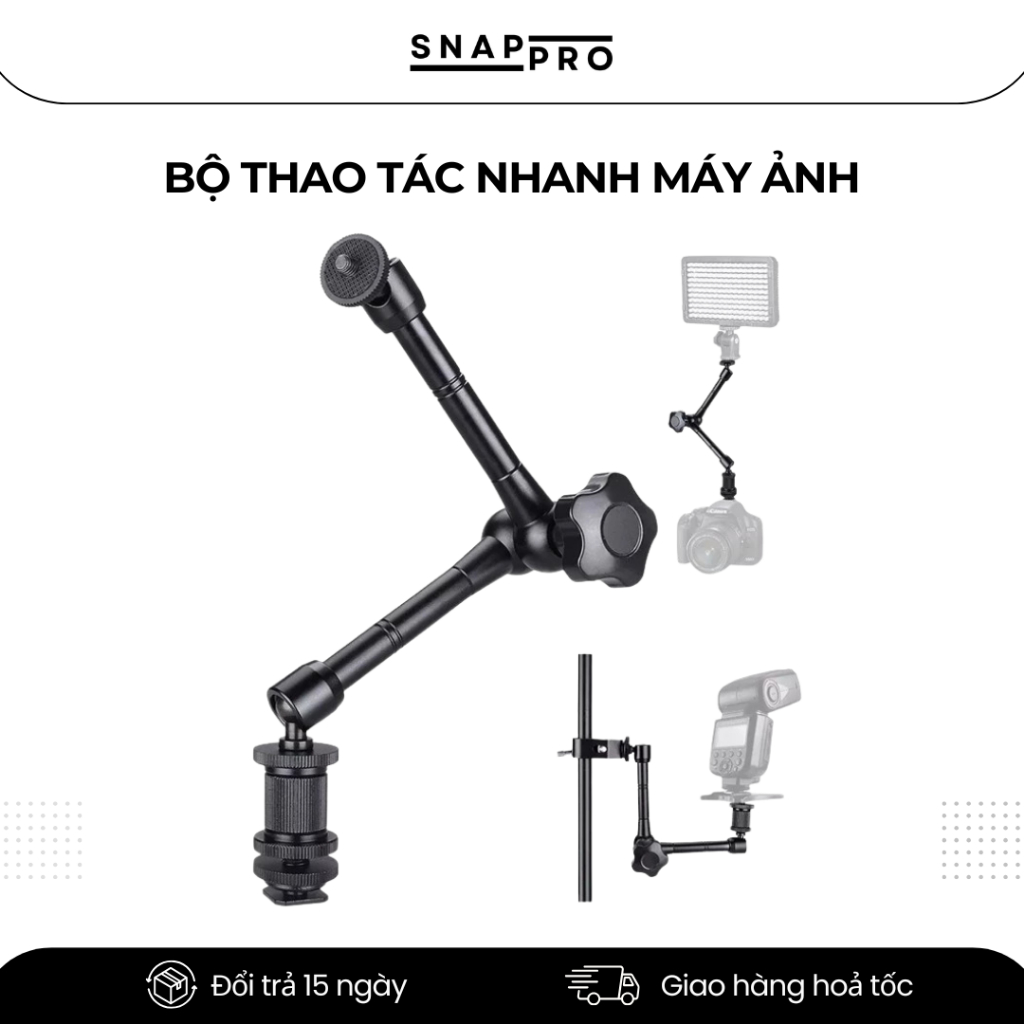 Magic Arm 7 inch 11 inch - Tay Đỡ Camera Gắn Monitor Đèn LED Micro Xoay 360 Đa Năng Chắc Chắn, Đa Dụng